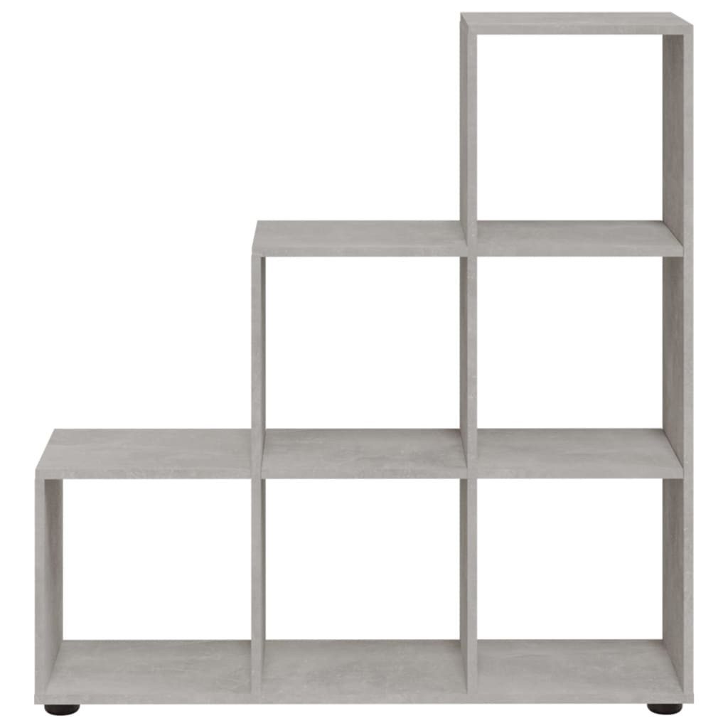 furnicato Bücherregal Betongrau 104 x 29 x 107 cm aus Holzwerkstoff, 1-tlg., Stabiles Treppenregal mit 6 Fächern und beiliegender Wandhalterung