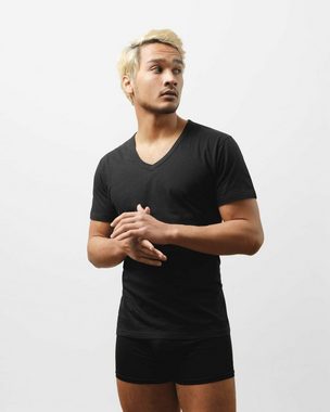 SNOCKS Unterziehshirt T Shirt mit V-Ausschnitt Unterhemden Herren (3 Stück, 3-St) aus Bio-Baumwolle, extra lang geschnitten