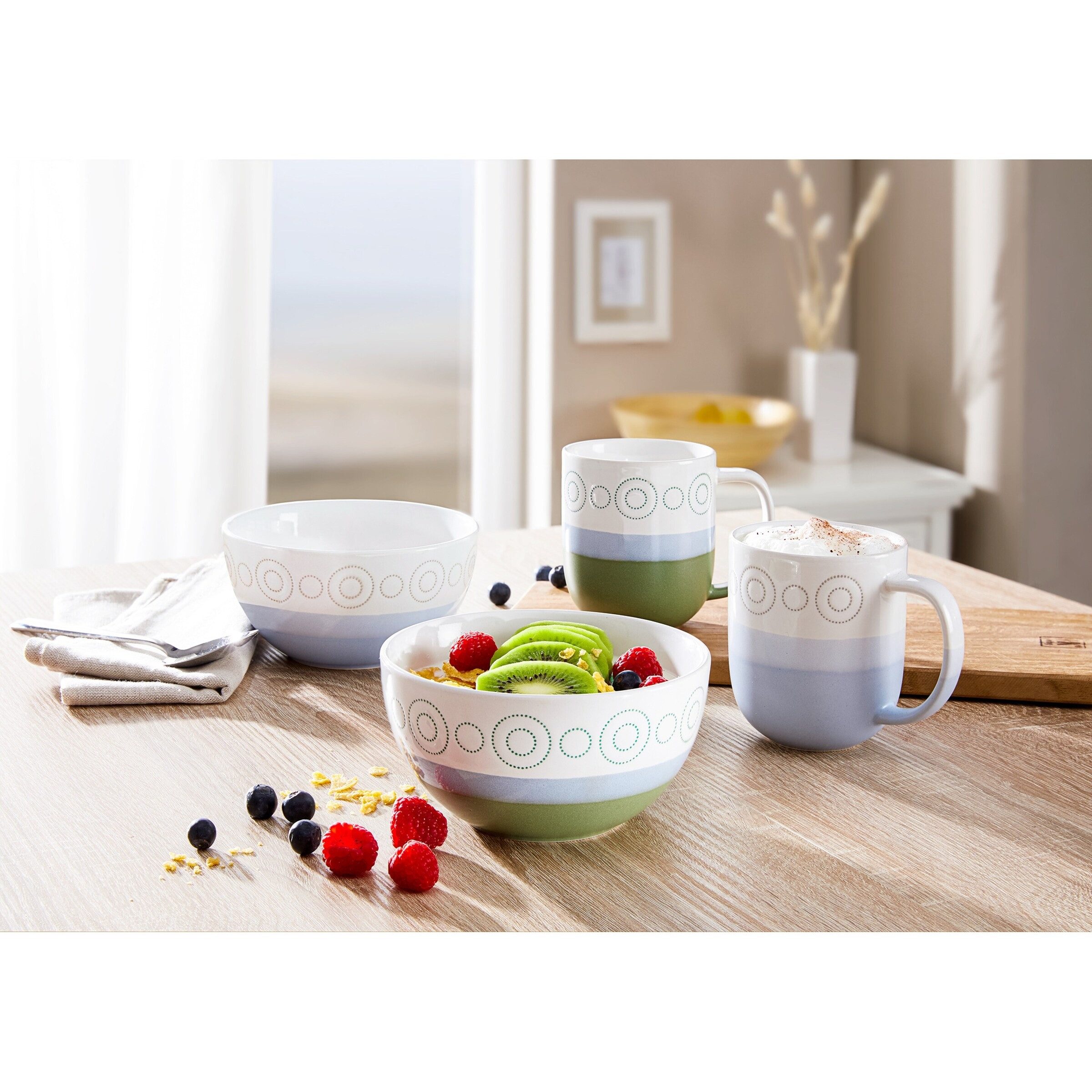 genialo Tasse 2er Set Keramik Kaffeebecher 365 ml Tassen Set spülmaschinengeeignet, 2-tlg., Keramik