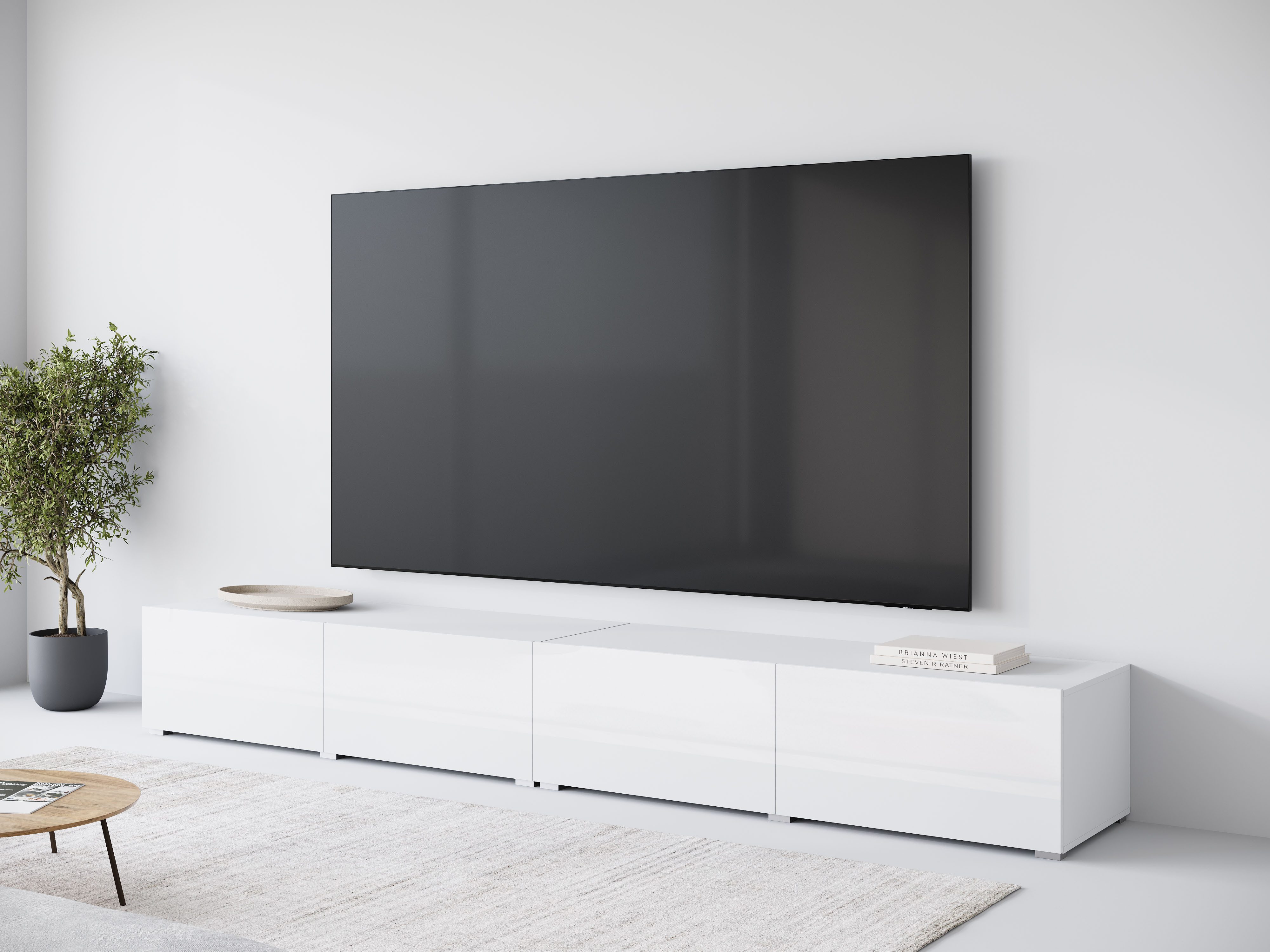 OTTO home Lowboard Denver TV-Schrank, Breite 300 cm, Modernes TV-Lowboard mit Klappen – ideal für große Fernseher