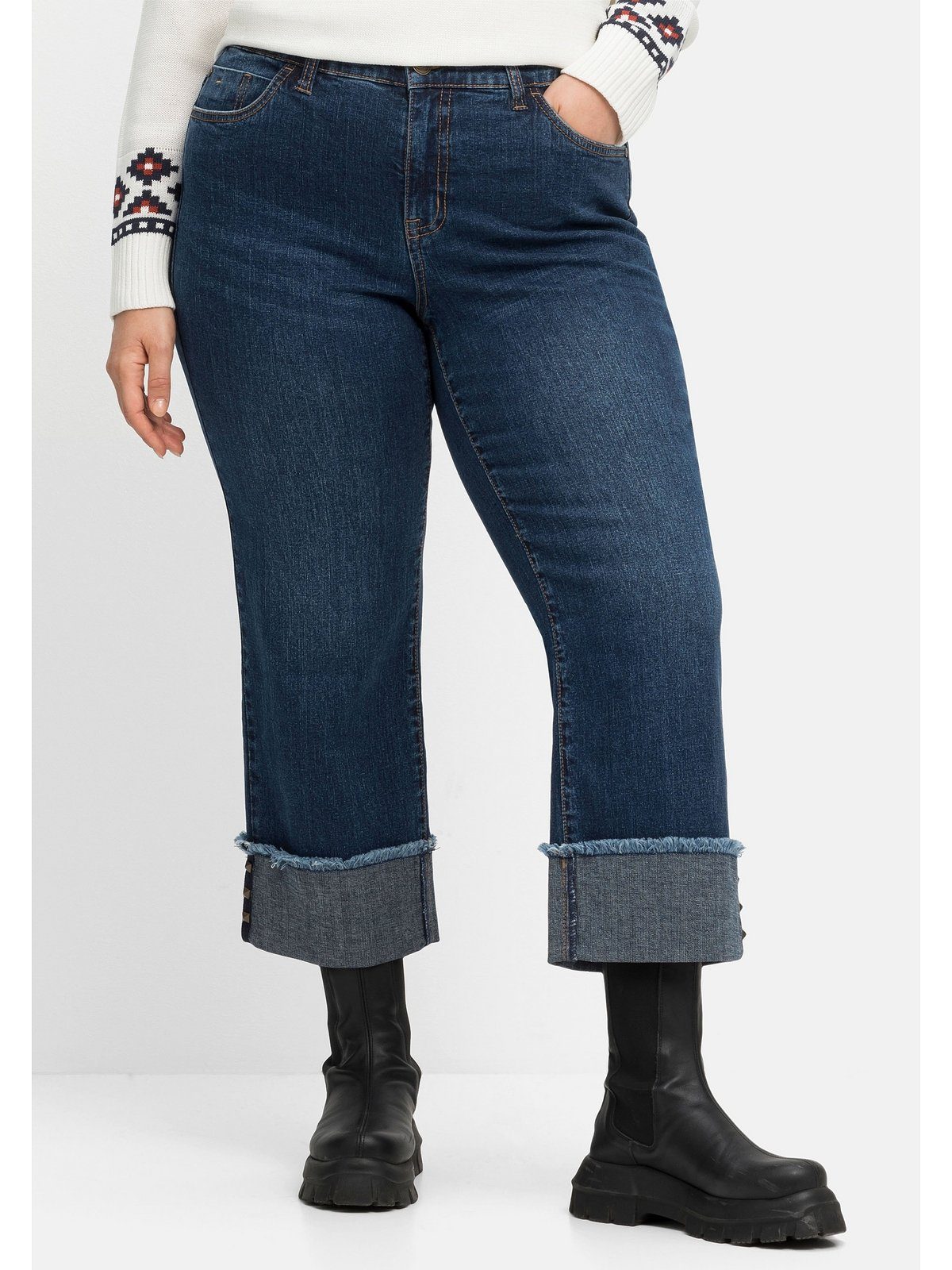 Sheego 7/8-Jeans »7/8-Jeans« aus Denim, mit breitem Saum-Umschlag online  kaufen | OTTO