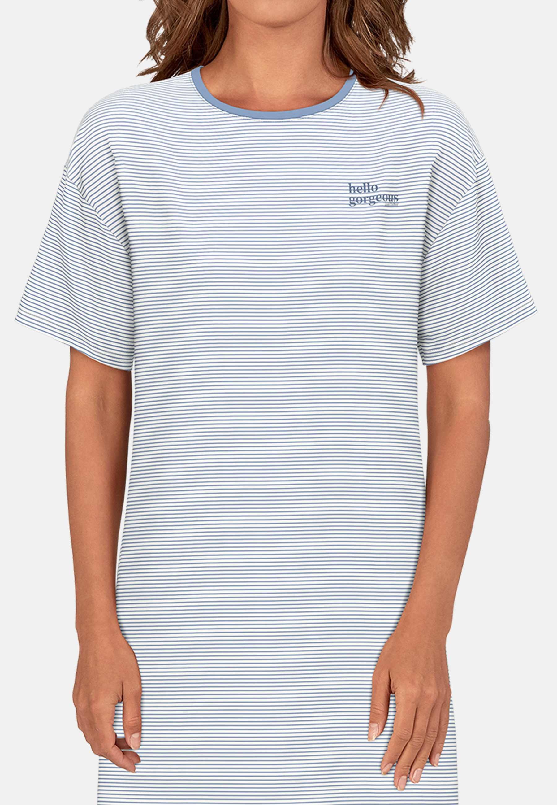 TOM TAILOR Nachthemd Westport Streifendesign, Kurzarm, Rundhalsausschnitt, Baumwollmix, atmungsaktiv