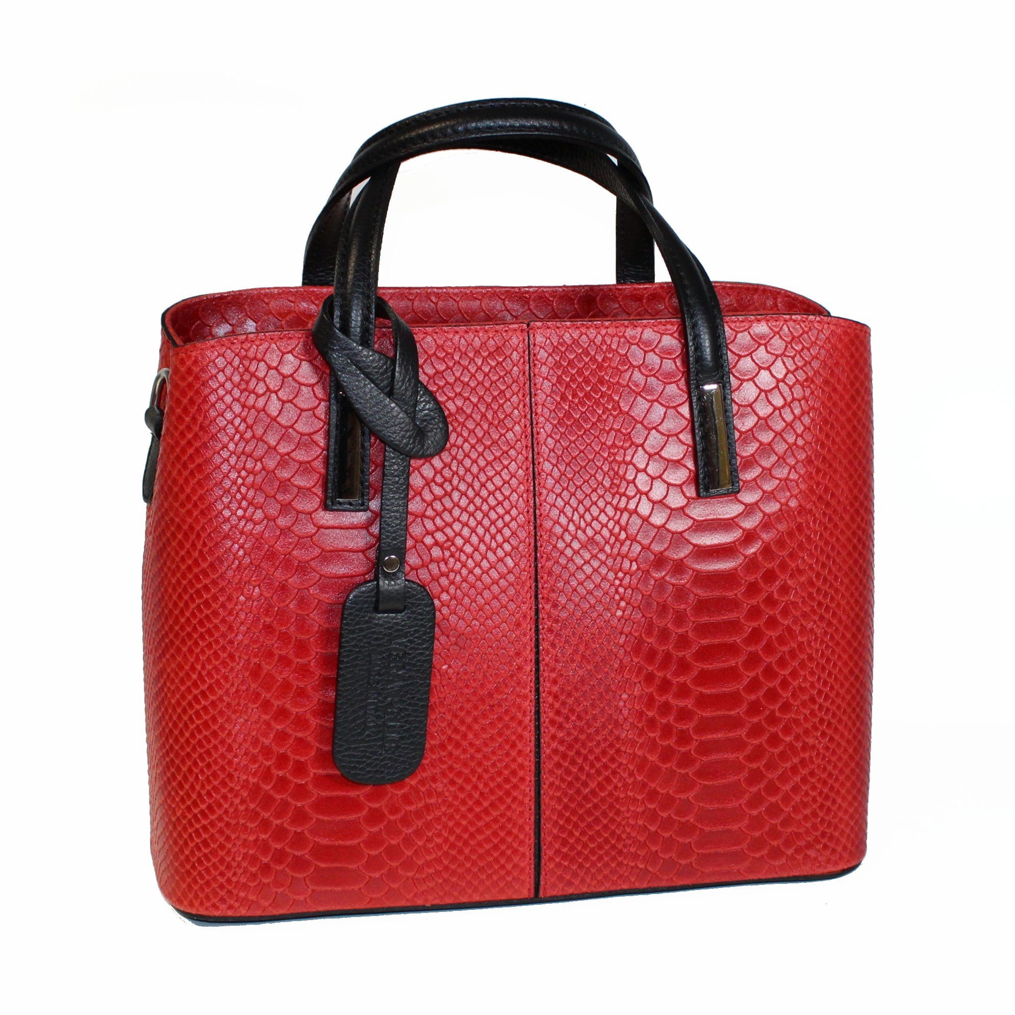 fs-bags Handtasche fs9031, Snake Prägung, Made in Italy Rot