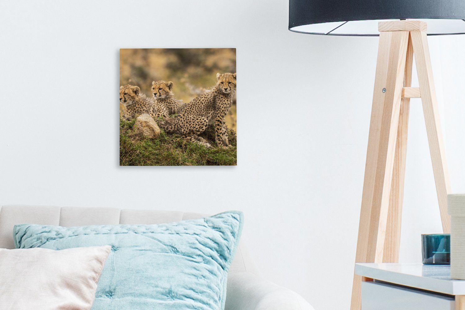 OneMillionCanvasses® Leinwandbild Leopard - Wohnzimmer für Tier, Bilder - Leinwand Wald Schlafzimmer St), (1