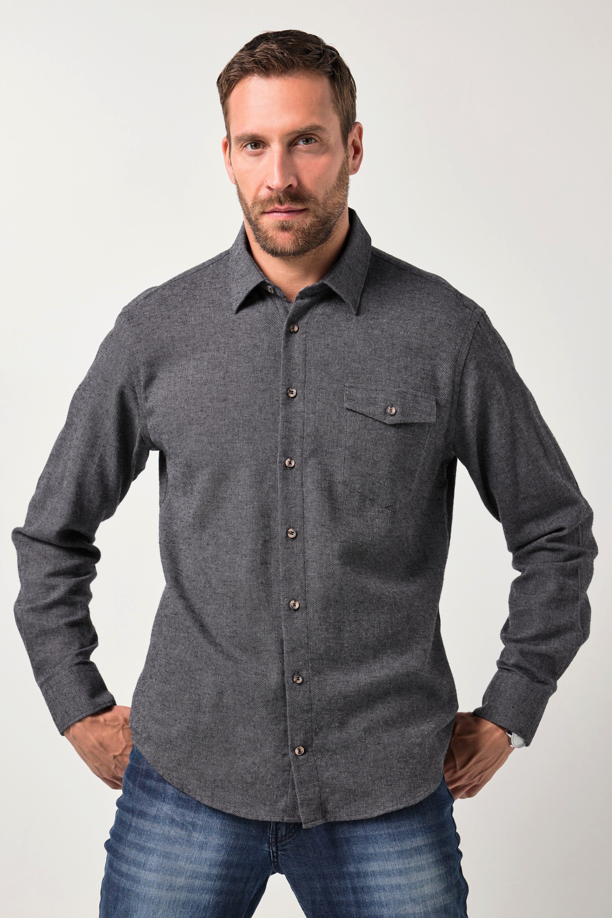 JP1880 Businesshemd JP1880 Flanellhemd Langarm Kentkragen günstig online kaufen