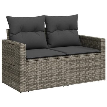 vidaXL Loungesofa Gartensofa 2-Sitzer mit Kissen Grau Poly Rattan