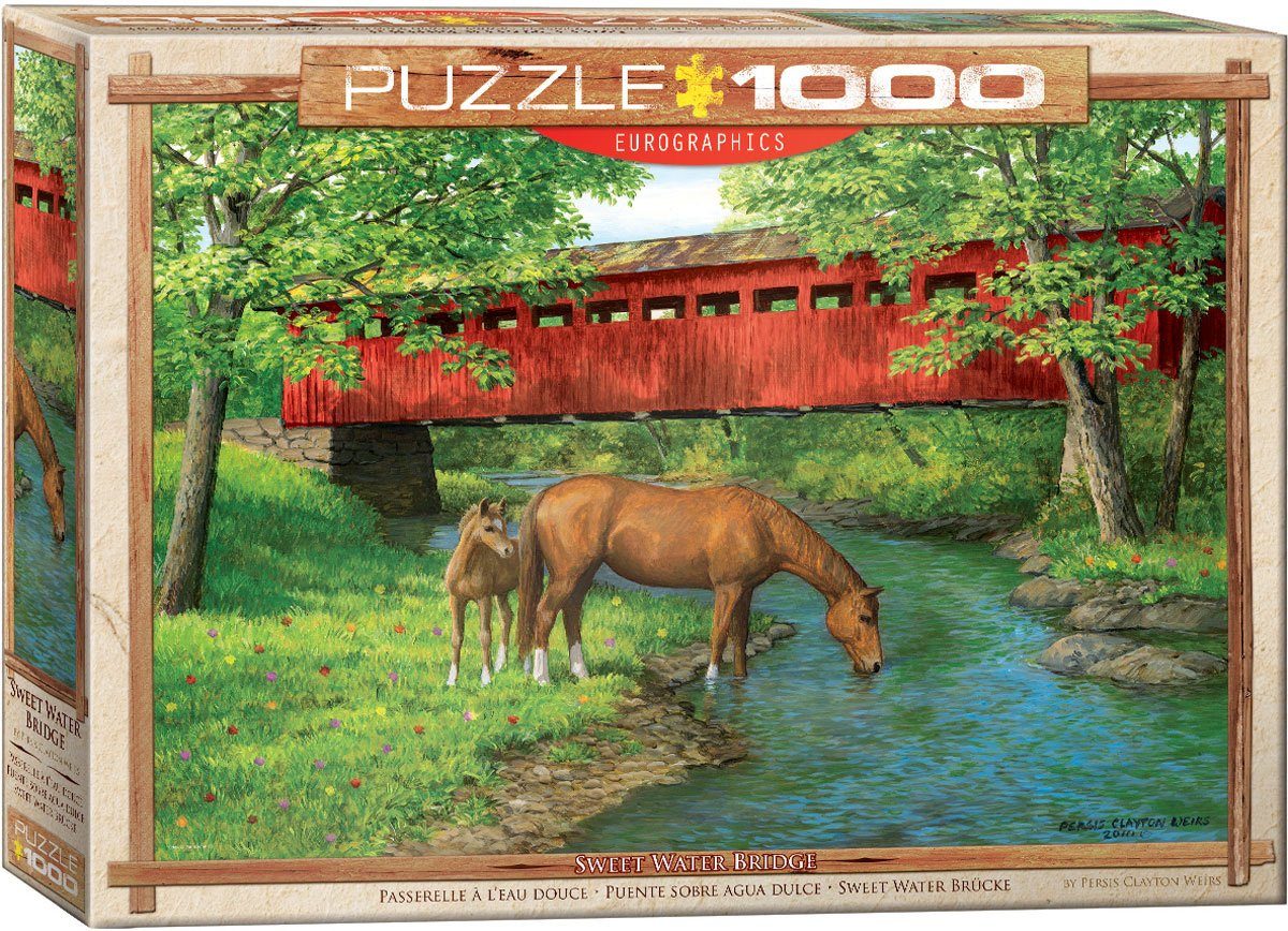 Puzzle 1000 Teile Puzzle - Puzzle - Weirs - Pferde an der Brücke, Puzzleteile