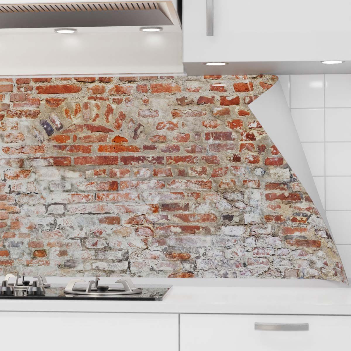Küchenrückwand selbstklebend PET - Spritzschutz Ziegelmauer versteifte Folie Matt - danario Küche - Alte