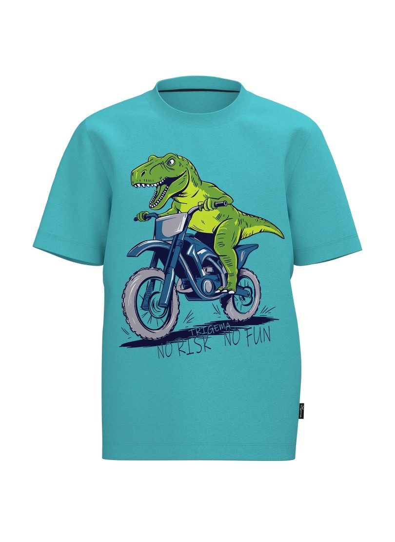 T-Shirt TRIGEMA T Shirt mit Dino Motiv "No Risk No Fun"