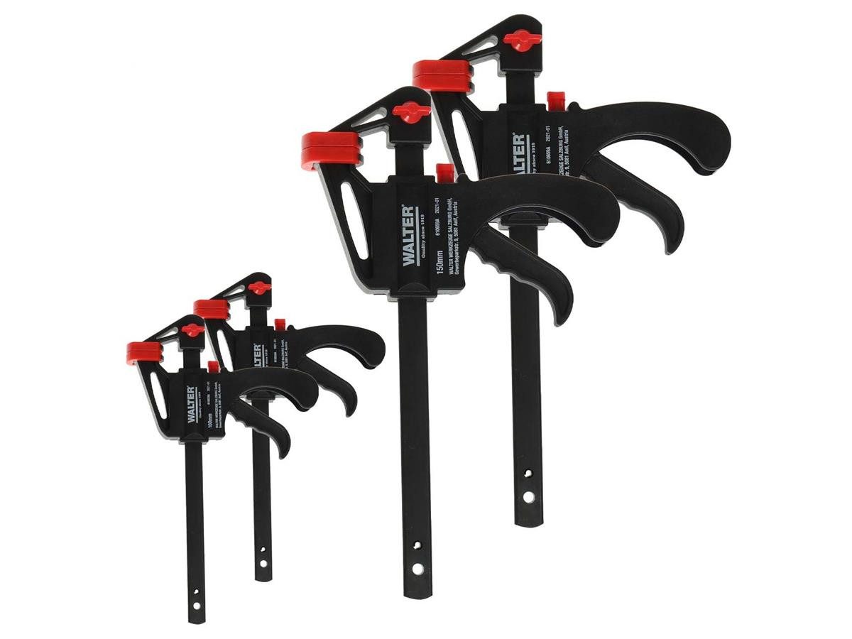 WALTER Spannzwinge Schnellspannzwingen 4 tlg., Mit einem Handgriff werden Schnellspannzwingen zum Spreizer umgebaut