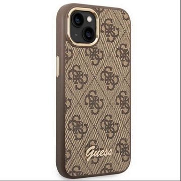 Guess Smartphone-Hülle Guess 4G Vintage Gold Logo Hülle Case für Apple iPhone 14 Plus Braun