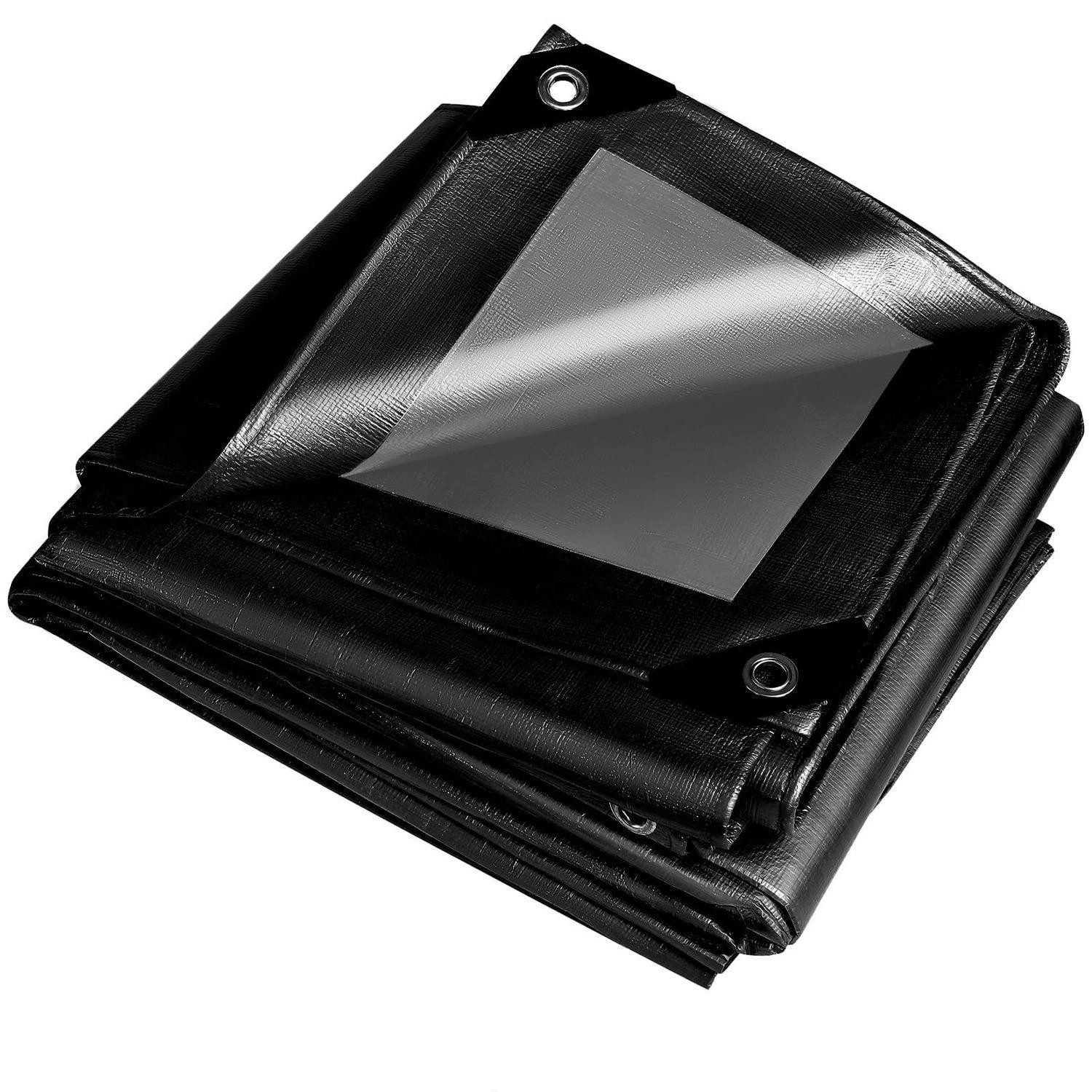 LuxusKollektion Schutzplane Abdeckplane Gewebeplane Schwarz 260g Wasserdicht Reißfest UV 4m x 7m