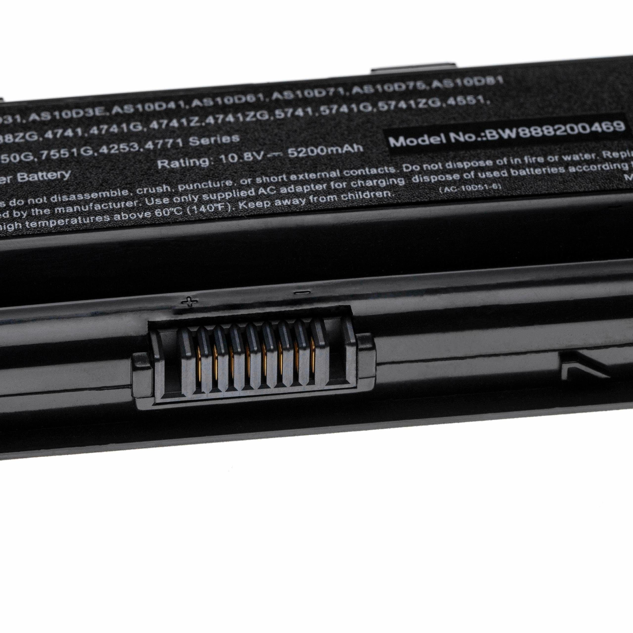 AS10D41, AS10D31, AS10D3E, für Acer AS10D5E, Laptop-Akku AS10D51, Ersatz vhbw AS10D, 5200 mAh