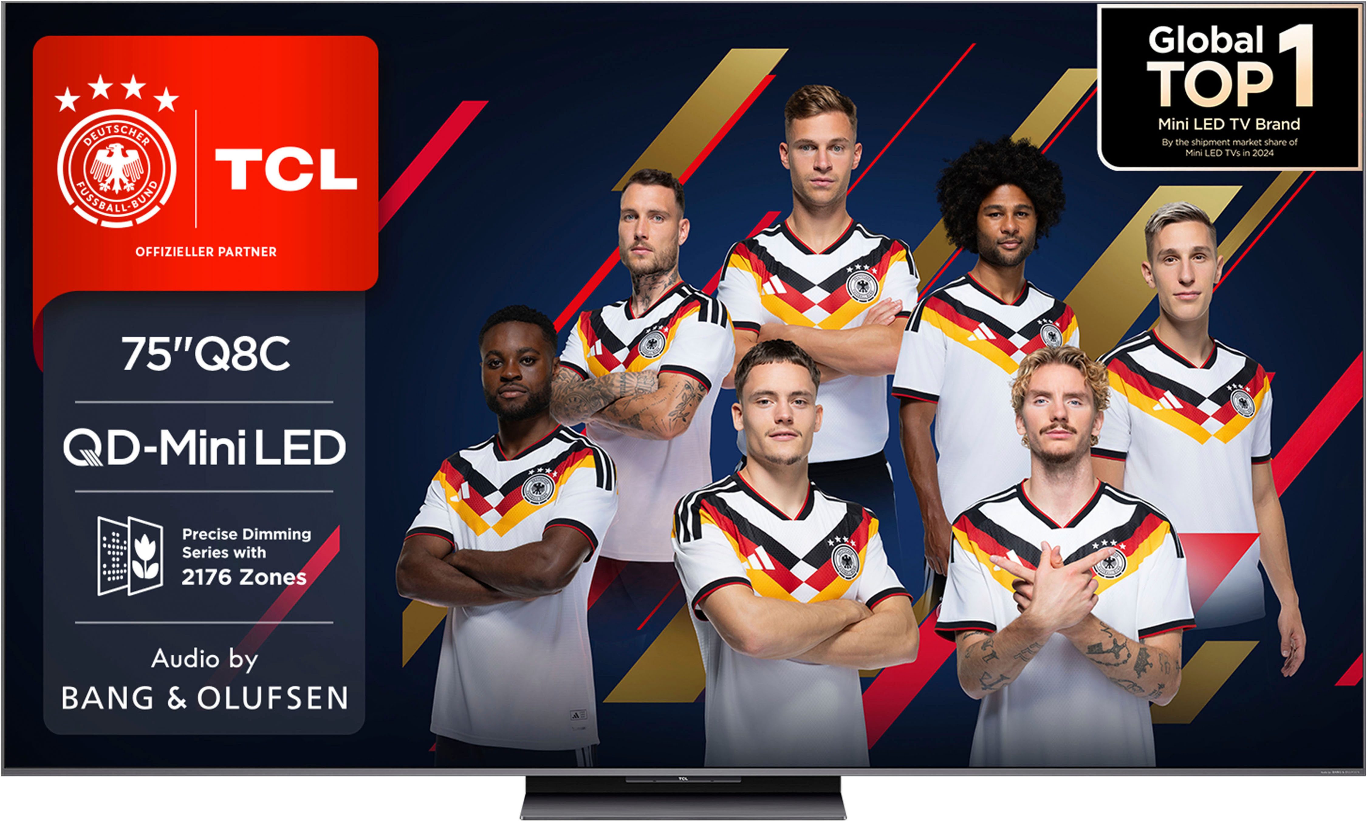 TCL 75Q8CX7 Mini-LED-Fernseher (189 cm/75 Zoll, 4K Ultra HD, Smart-TV, Google TV, Audio von Bang & Olufsen, Smart TV, Apple TV, 144Hz, 4K, Dolby Vision)