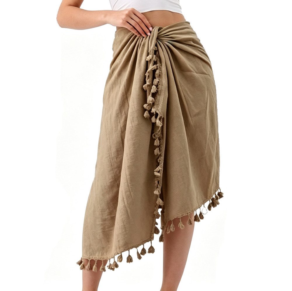 nsihing Sarong Damen Strand-Sarong – Wickel-Strandtuch / Pareo,mit Quasten, langer Strand-Wickelrock,sommerlicher Strand- und Urlaubsschutz