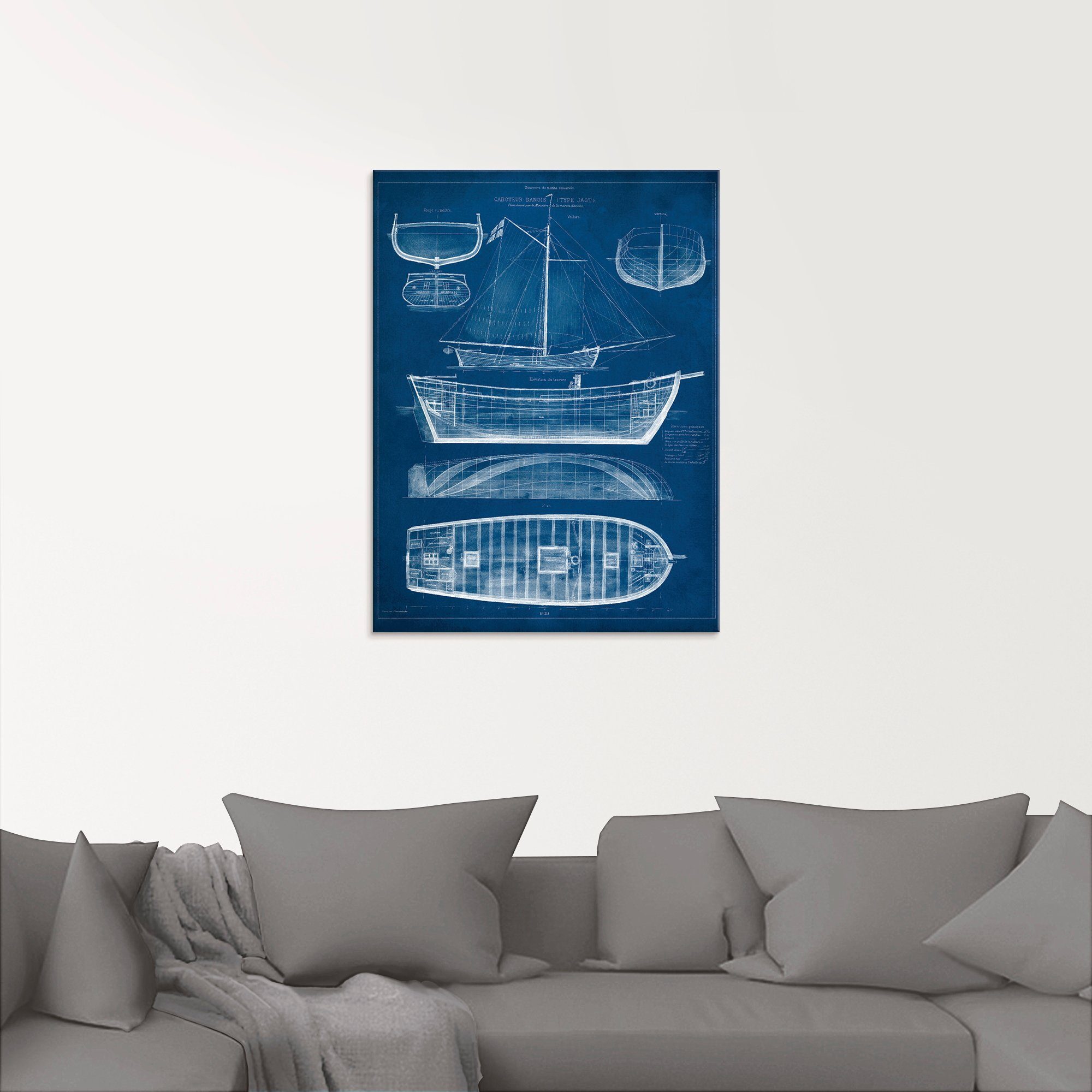 Artland Glasbild »Entwurf für ein Antikes Schiff II«, Boote & Schiffe (1 Stück)-kaufen
