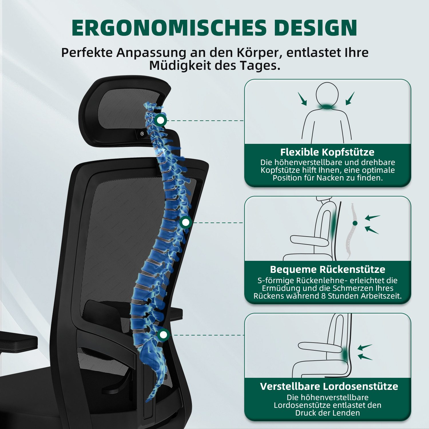 Adormii Bürostuhl Ergonomischer Bürostuhl, Schreibtischstuhl Chefsessel günstig online kaufen