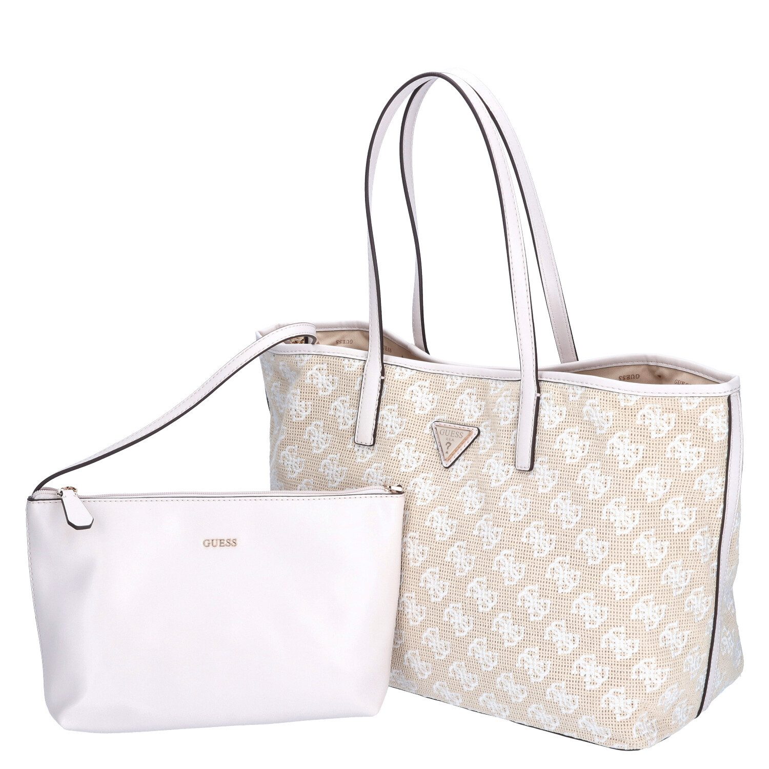 Guess Umhängetasche GUESS Damen Shopper Vikky II White Logo (1, 1-tlg., 1)