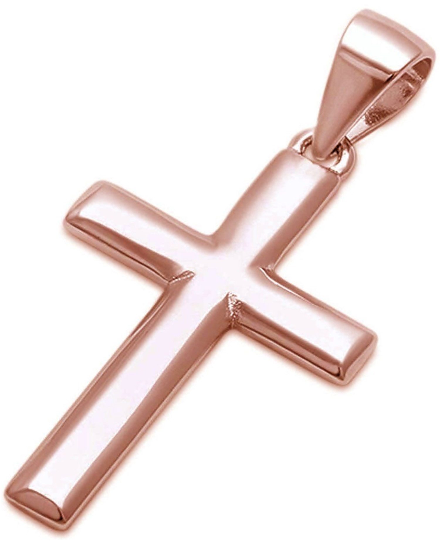 Goldene Hufeisen Kreuzanhänger Basic Kreuz Anhänger aus 925 Sterling Silber Kettenanhänger (inkl. Etui), Rosegold