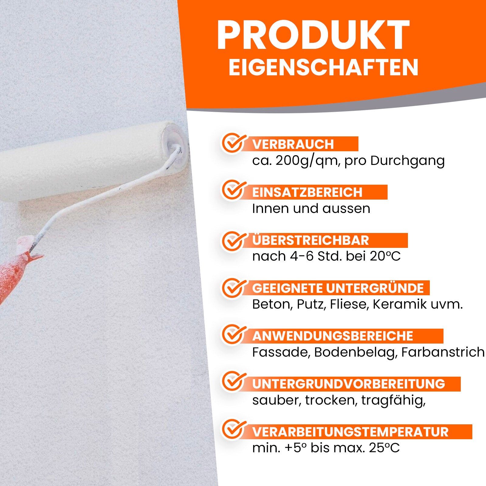 BEKATEQ Putzgrundierung BK-155 Quarzgrund, Haftgrund innen und aussen, 1kg reicht für ca. 5 m², Grundierung für Fliesen, Fliese auf Fliese, Haftgrund