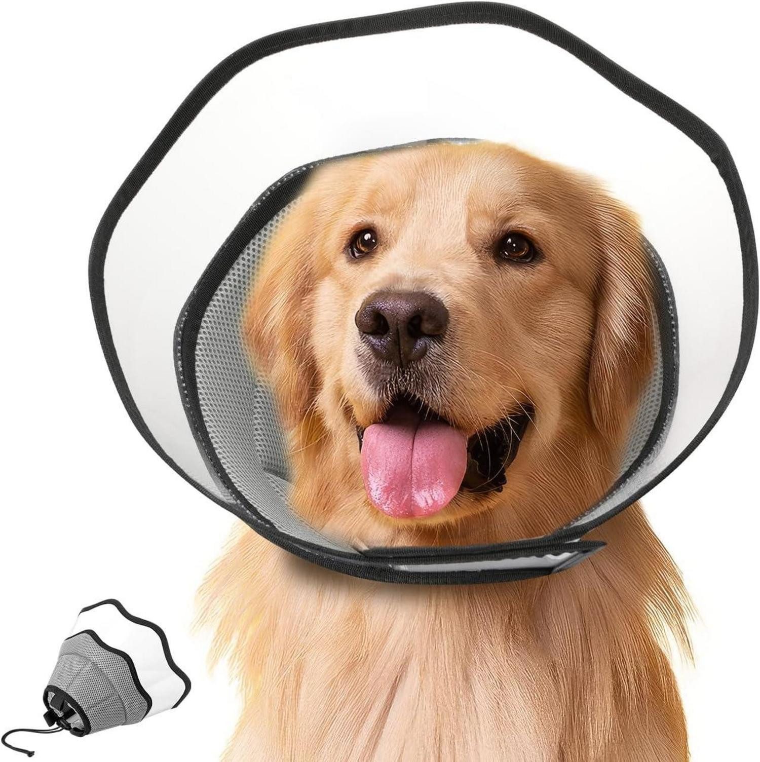 Schutzkragen Halskrause Hund Leckschutz Op Atmungsaktiv Verstellbar Grau L