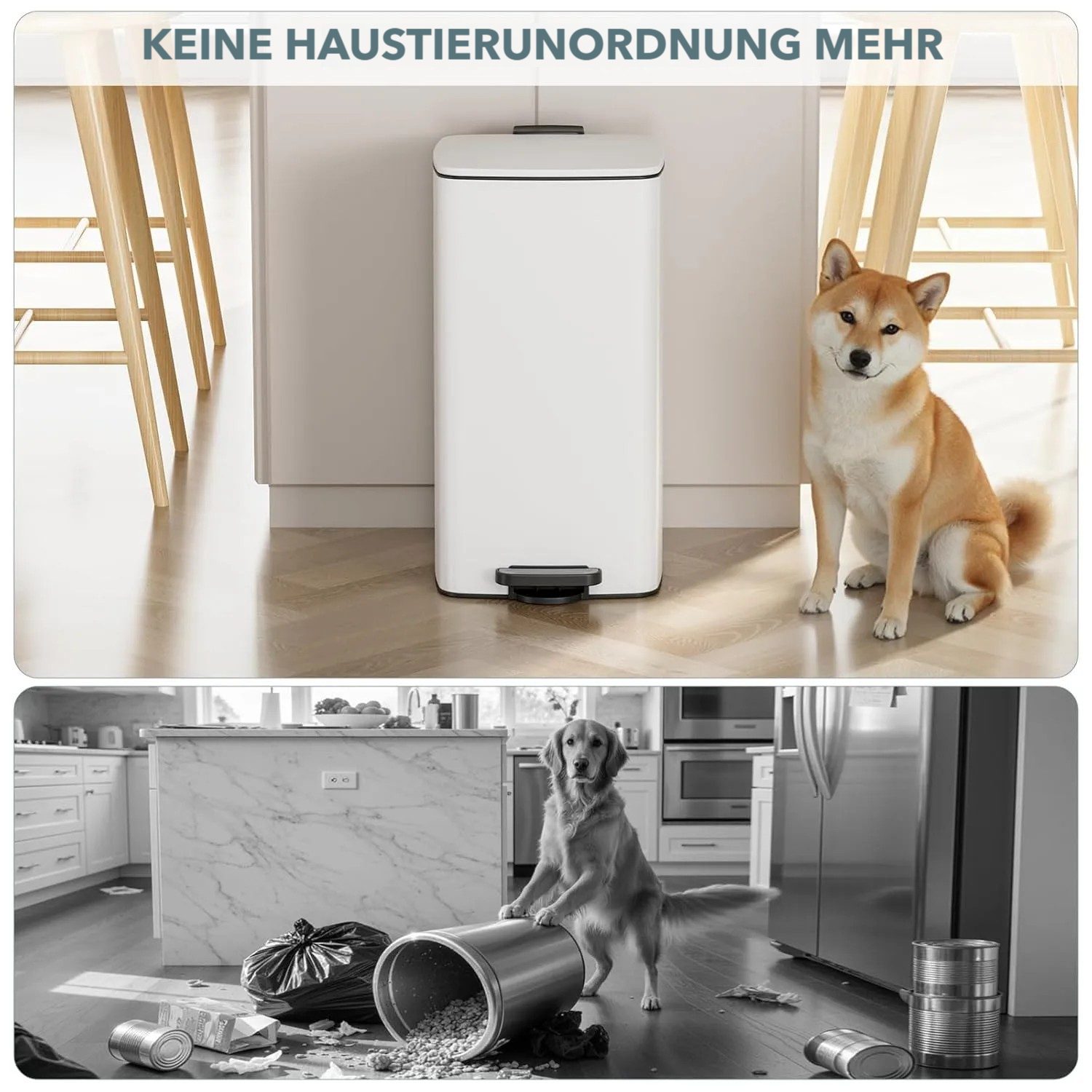 TLGREEN Mülleimer 30L aus Stahl,rechteckiger Abfalleimer mit Soft-Close-Deckel, Pedal und Inneneimer für Küche, Wohnbereich und Büro – Bild 5 von 5