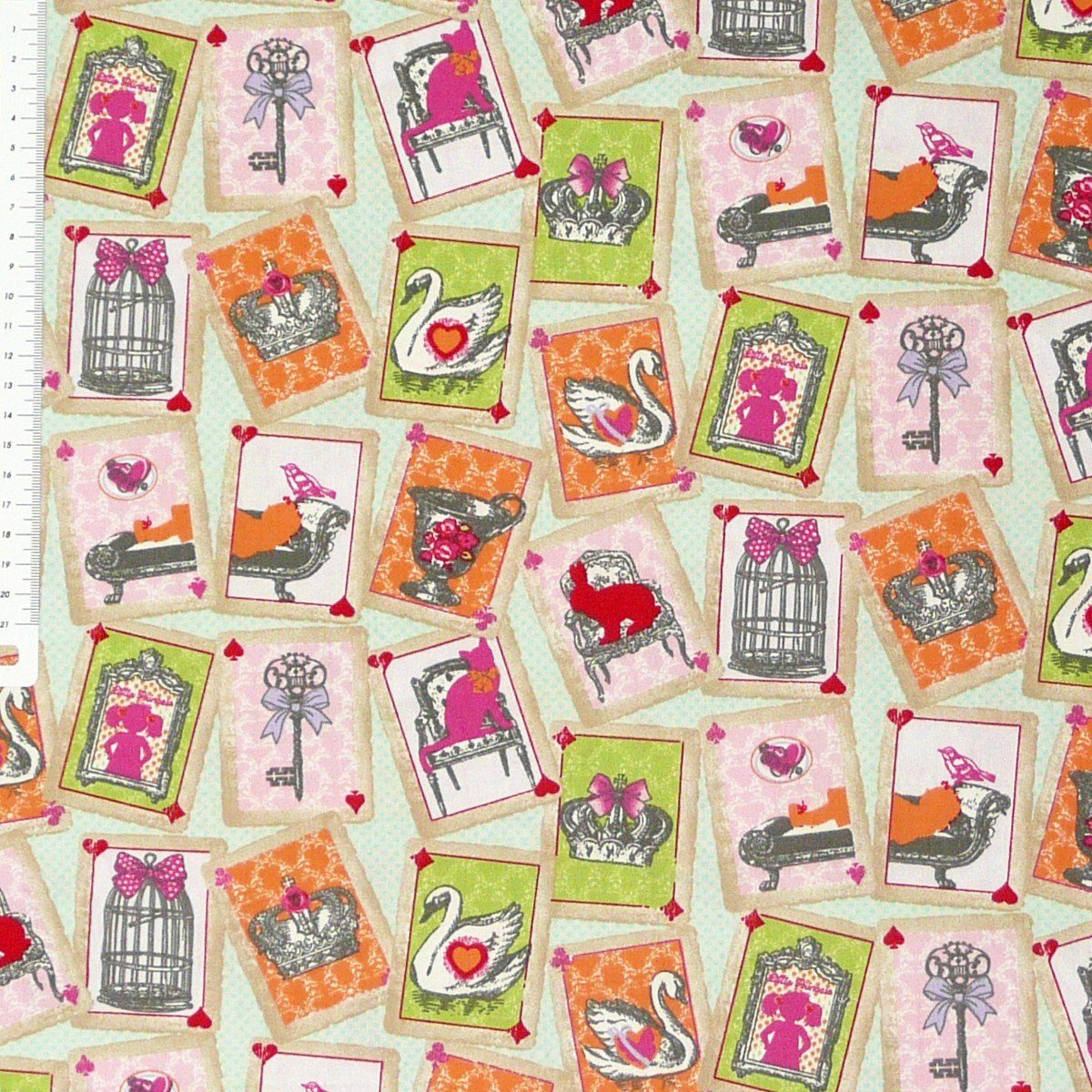 Thumbnail - SCHÖNER LEBEN. Stoff Bekleidungsstoff Baumwolle Party in Wonderland mint