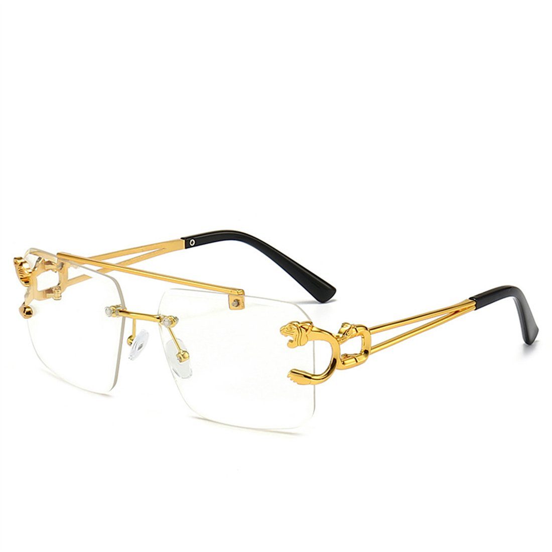 DÖRÖY Sonnenbrille Damen-Retro-Sonnenbrille ohne Rand, Herren-Sonnenbrille für draußen transparent