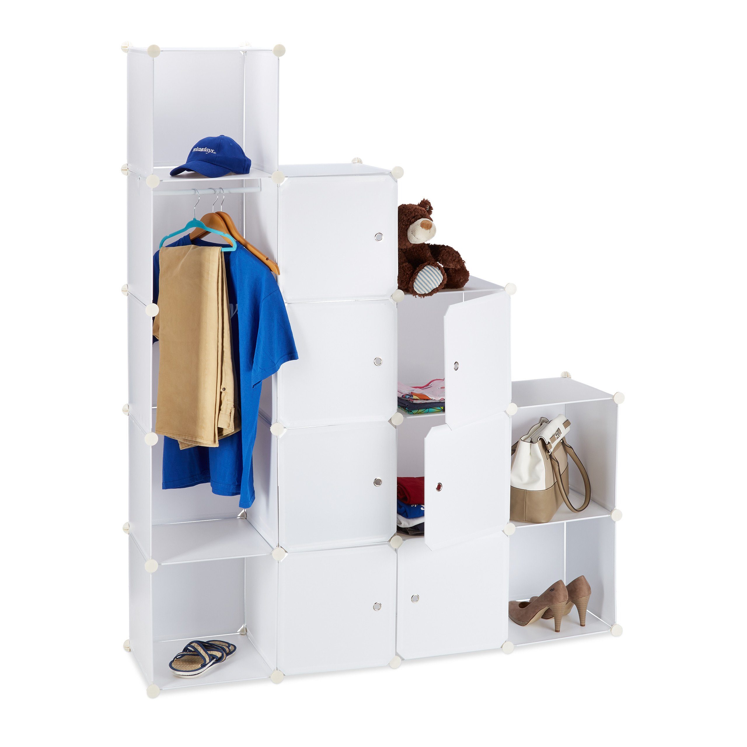 relaxdays Kleiderschrank Stecksystem 12 Fächer (12-St) weiß
