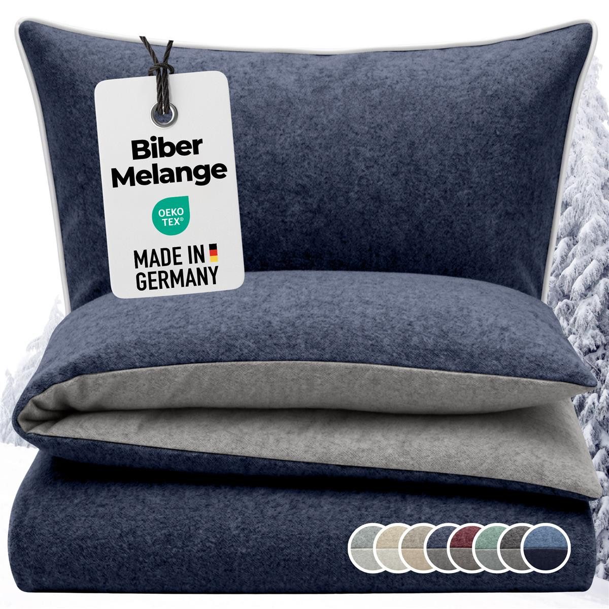 Carpe Sonno Wendebettwäsche Biber Bettwäsche Winter Flanell Baumwolle 135x200 / 155x220 / 200x200, Biber, 2 teilig, Warme MADE IN GERMANY Winterbettwäsche kuschelig weich - 135 x 200