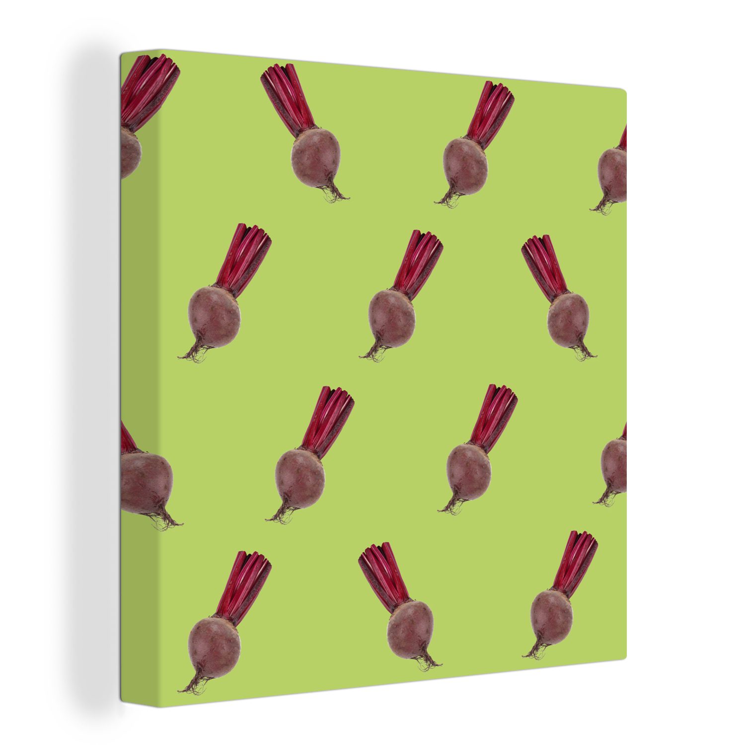 Grün, - Schlafzimmer - Leinwandbild Rote Bete Muster - St), Leinwand (1 OneMillionCanvasses® Gemüse für Wohnzimmer Bilder