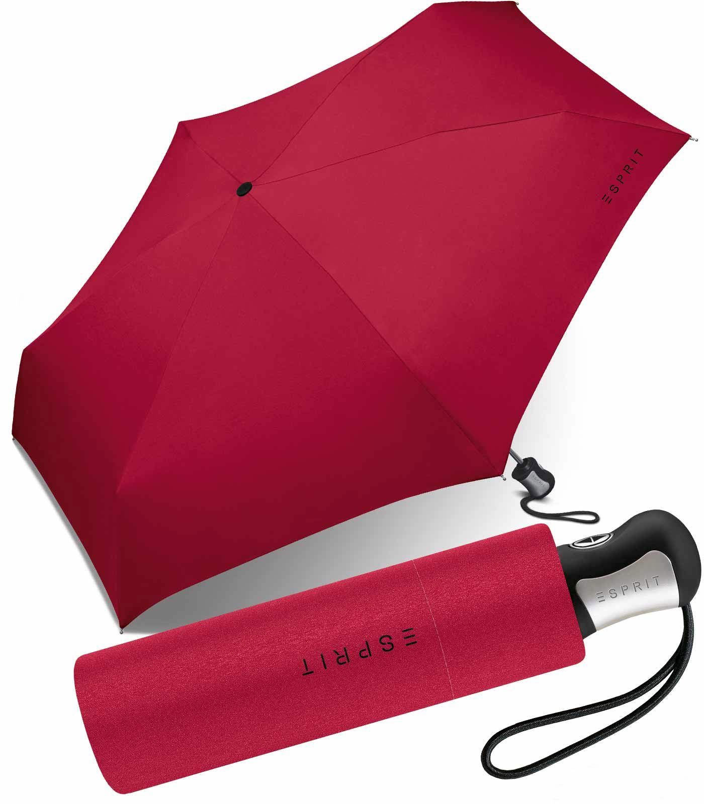 Esprit Langregenschirm schöner, kleiner Schirm für Damen Auf-Zu Automatik, in kräftigen, klassischen Farben - rot