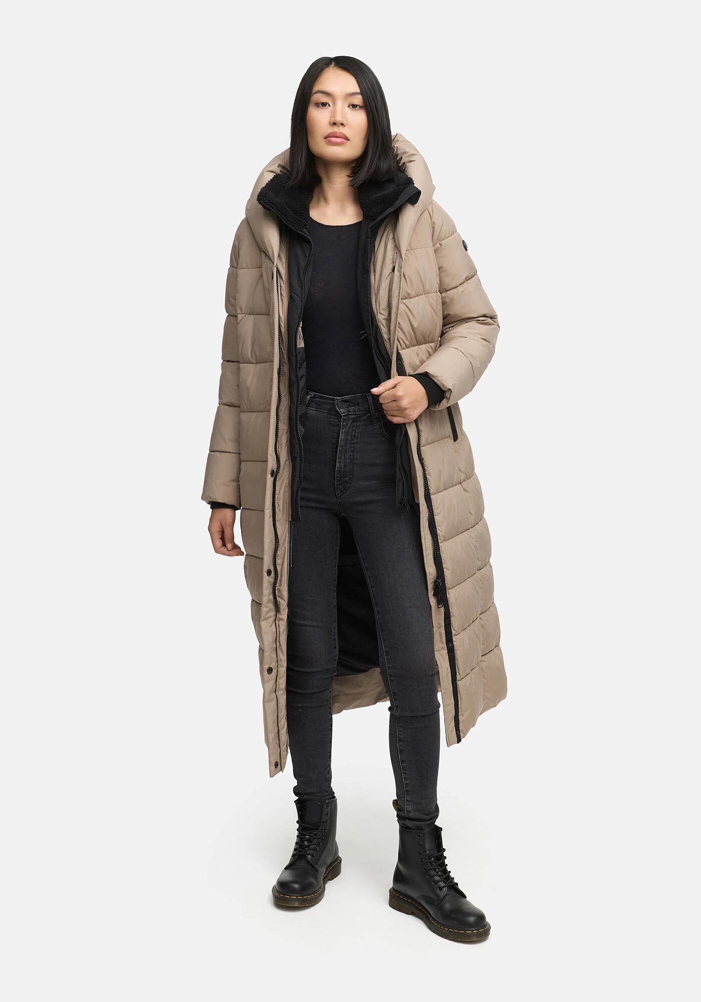 Marikoo Winterjacke Pakoraa extra langer Winter Mantel mit abnehmbaren Innenteil