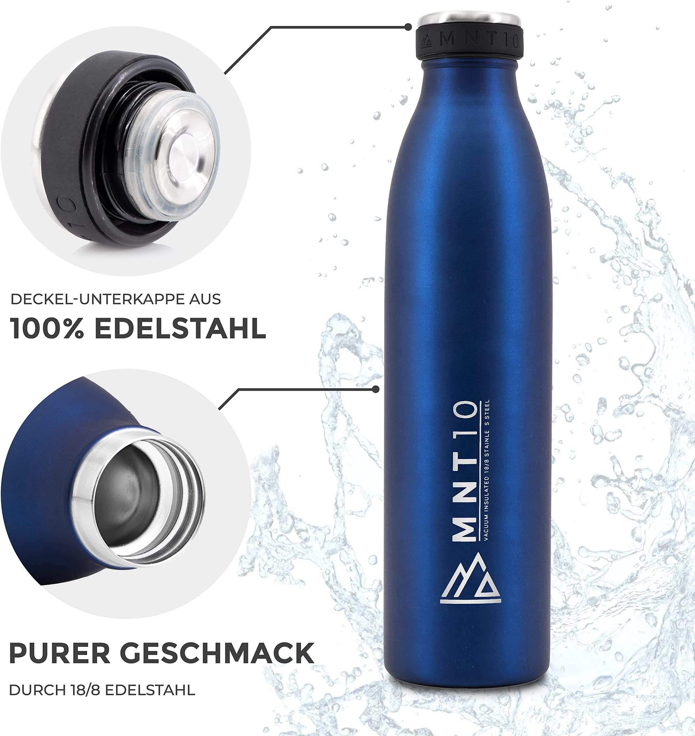 MNT10 Thermoflasche Isolierte Edelstahl Trinkflasche Flasche 500ml,750ml,1000ml Thermoflasche, - Auslaufsicher, kohlensäure Dunkelblau geeignet 