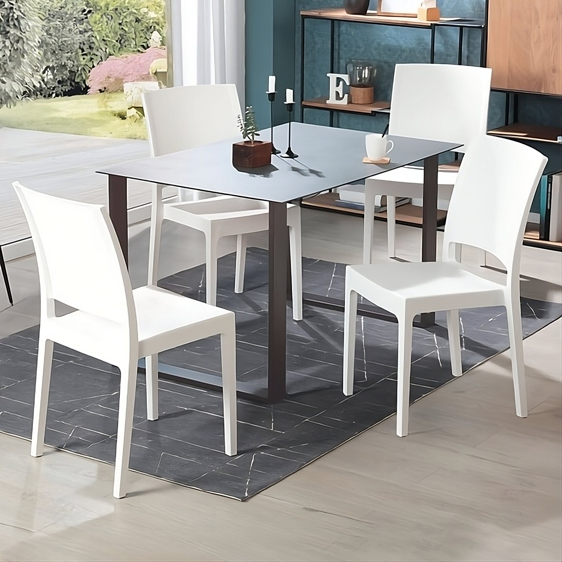 Esszimmerstuhl Designerstuhl, recyceltem living® aus Kunststoff boho Weiß - nachhaltig in zeitlos und 4er-Set