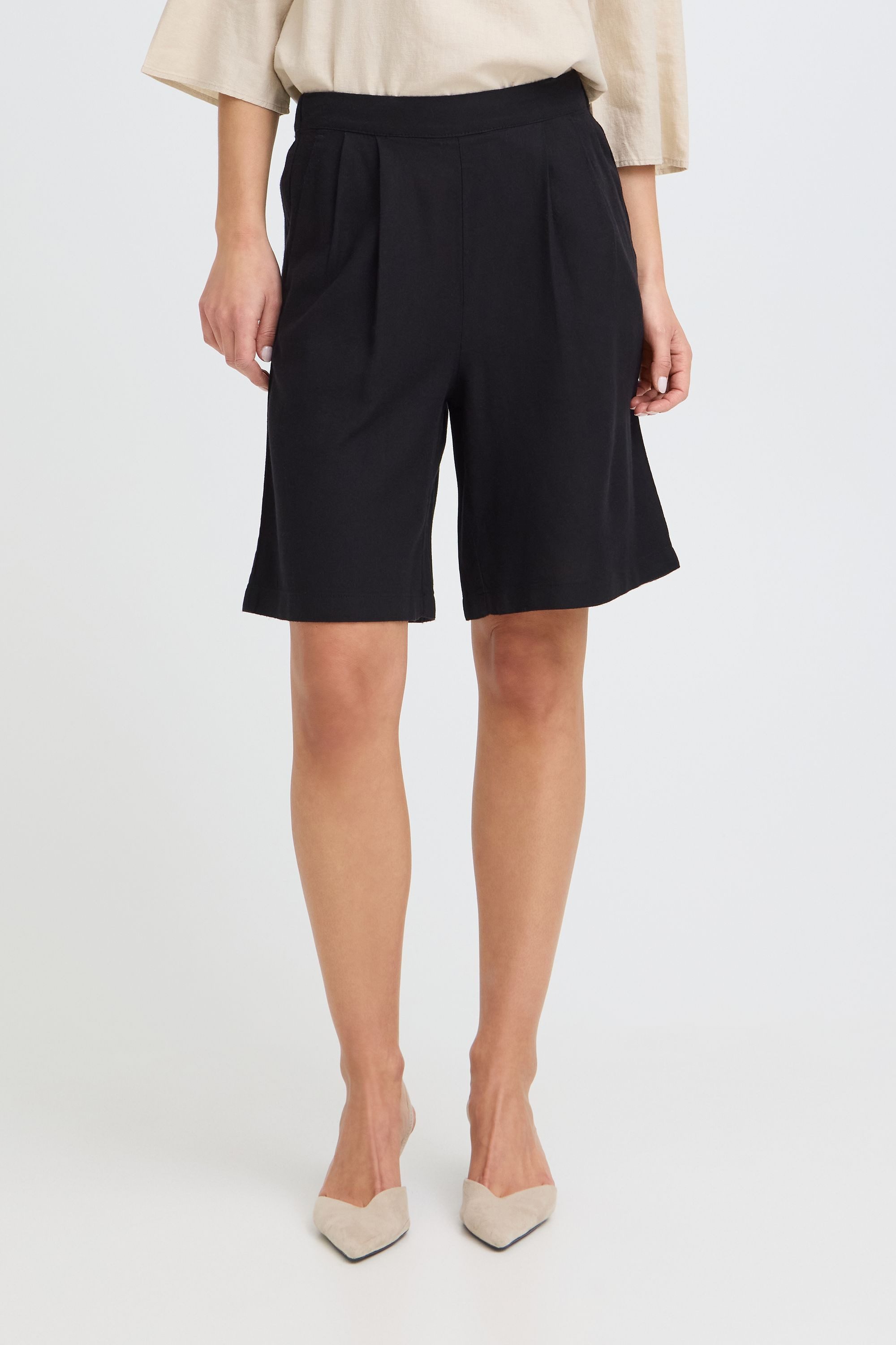 OXMO Leinenhose OXNInna Leinen-Mix-Shorts mit Bundfalten - Loose Fit