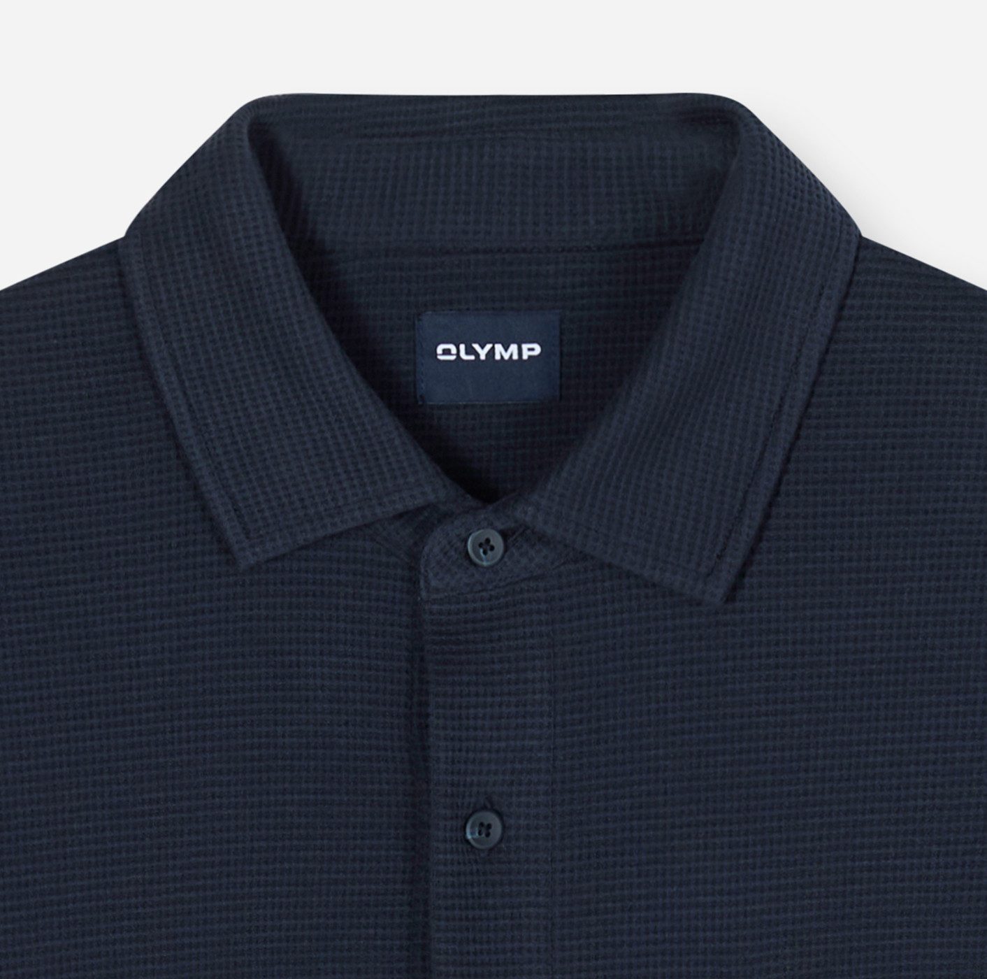 OLYMP Langarm-Poloshirt Casual mit Waffle-Struktur