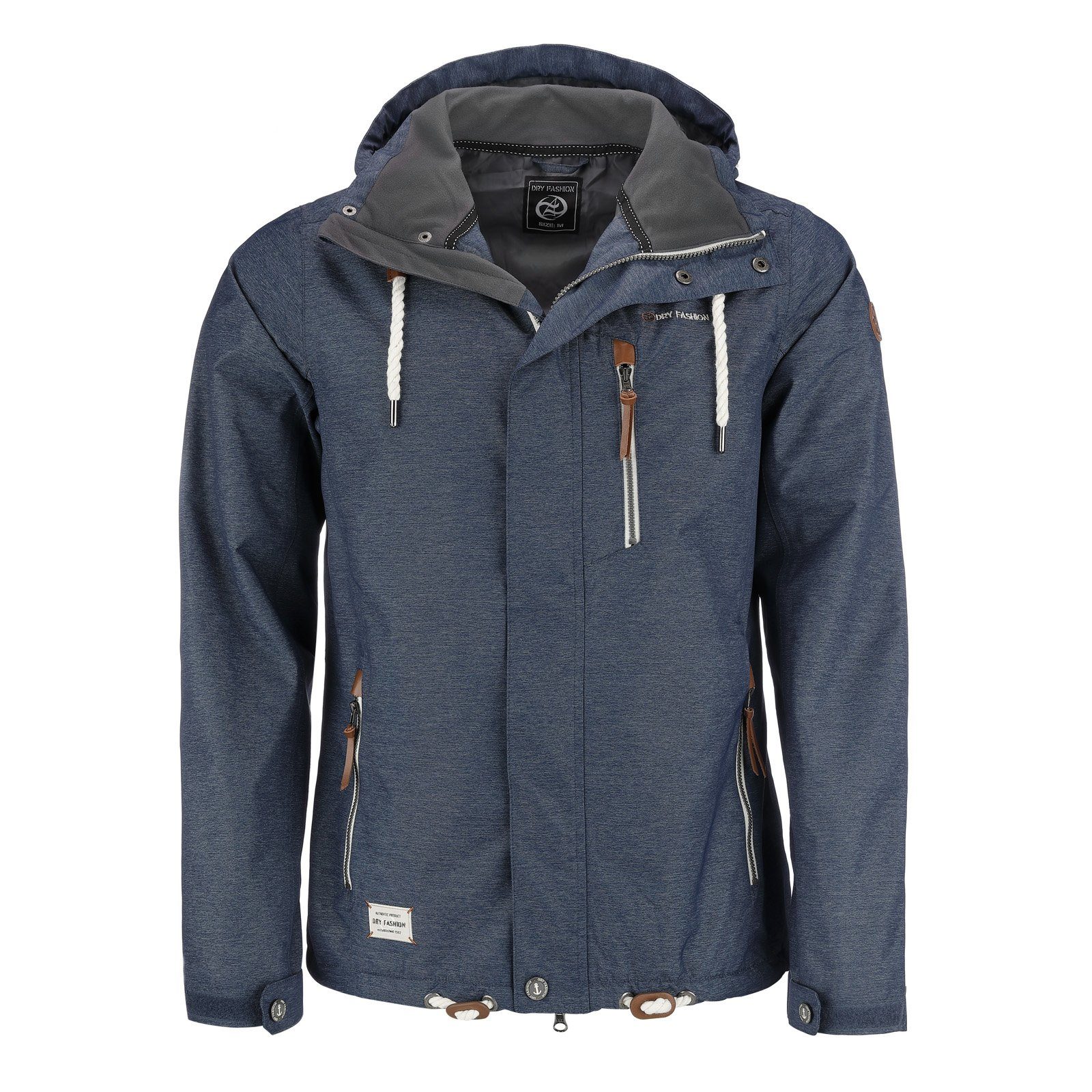 Dry Fashion Funktionsjacke Herren Jacke Husum Meliert - Verstellbare Kapuze Wasserdicht Winddicht