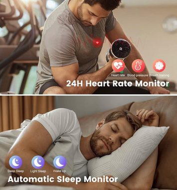 Lige Smartwatch (1,32 Zoll, Android iOS), Herren mit Telefonfunktion Wasserdicht Schlafmonitor 100 Sportmodi Uhr