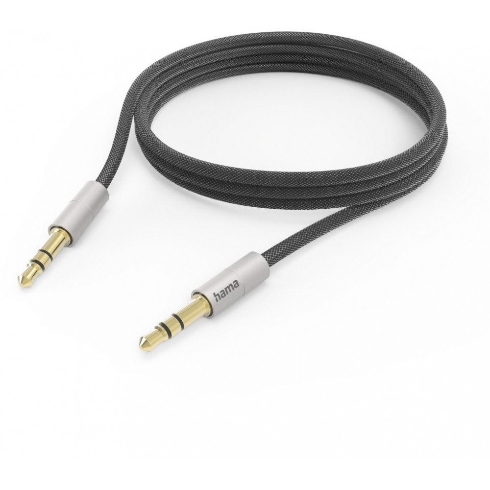 Hama Aux-Kabel AluLine 2m 3,5mm Klinke schwarz/silber Audio- & Video-Adapter