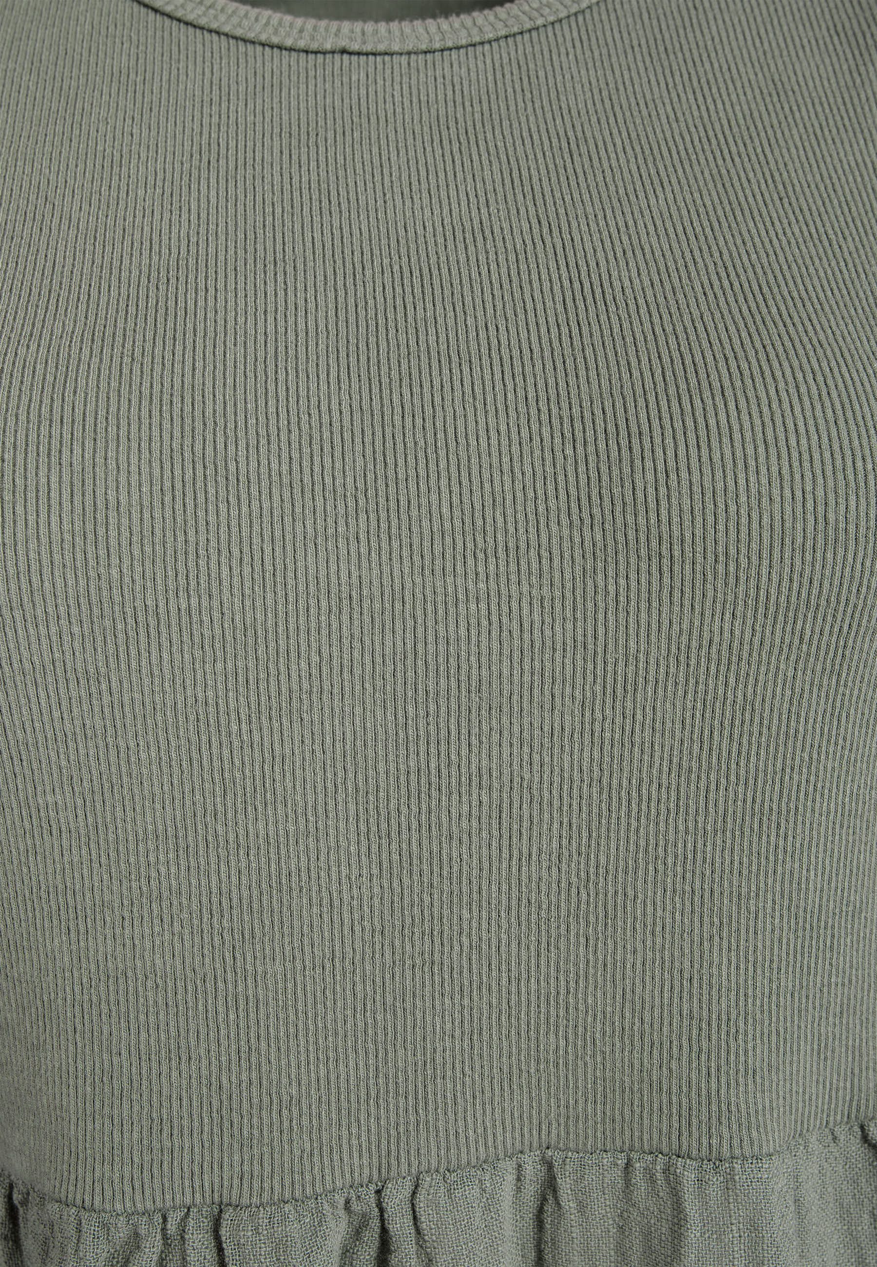 PEKIVESSA Sommerkleid Ärmelloses Trägerkleid aus Rippstrick Rockteil aus Baumwolle Webstoff