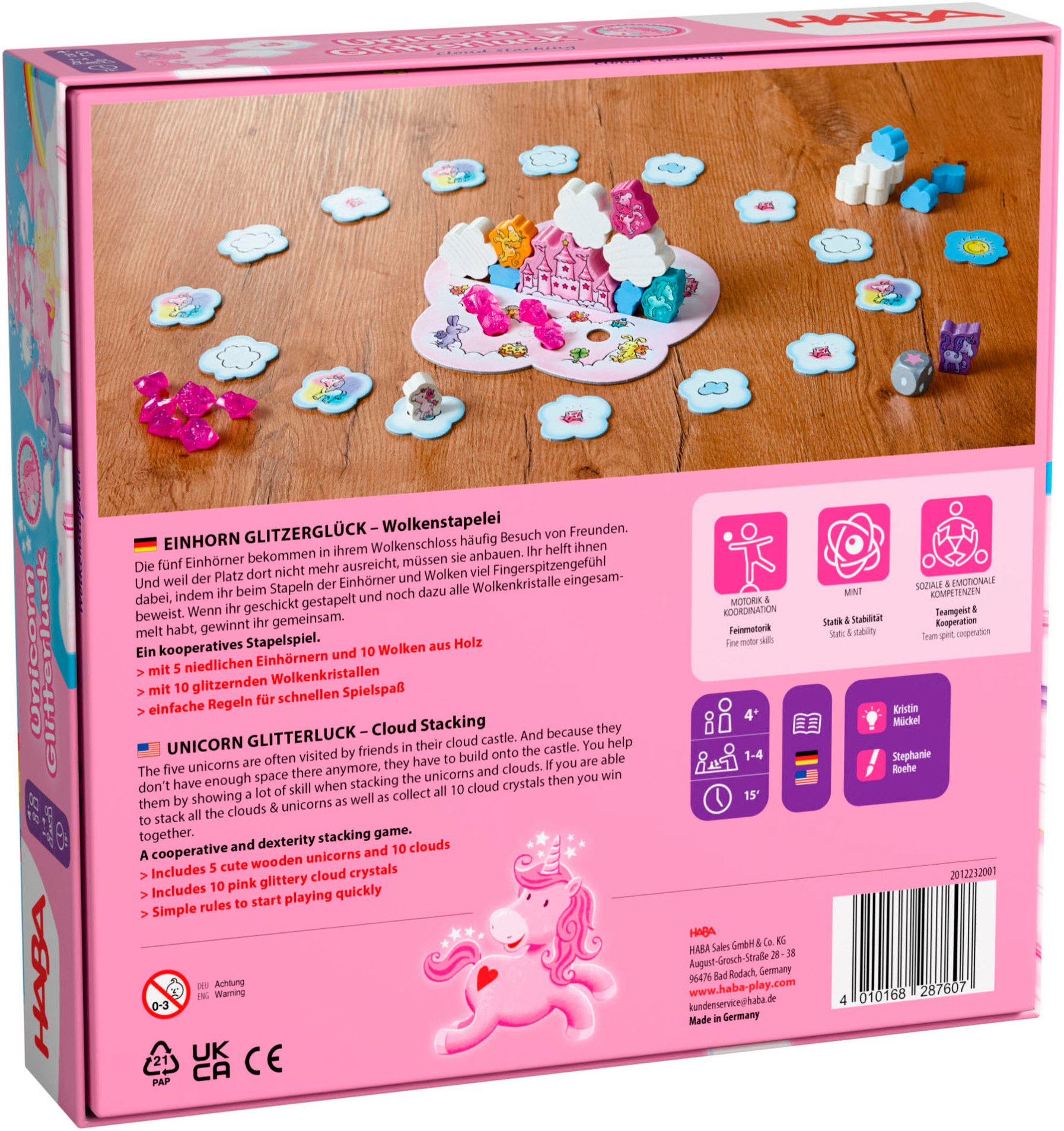 Haba Spiel Einhorn Glitzerglück - Wolkenstapelei, Stapelspiel