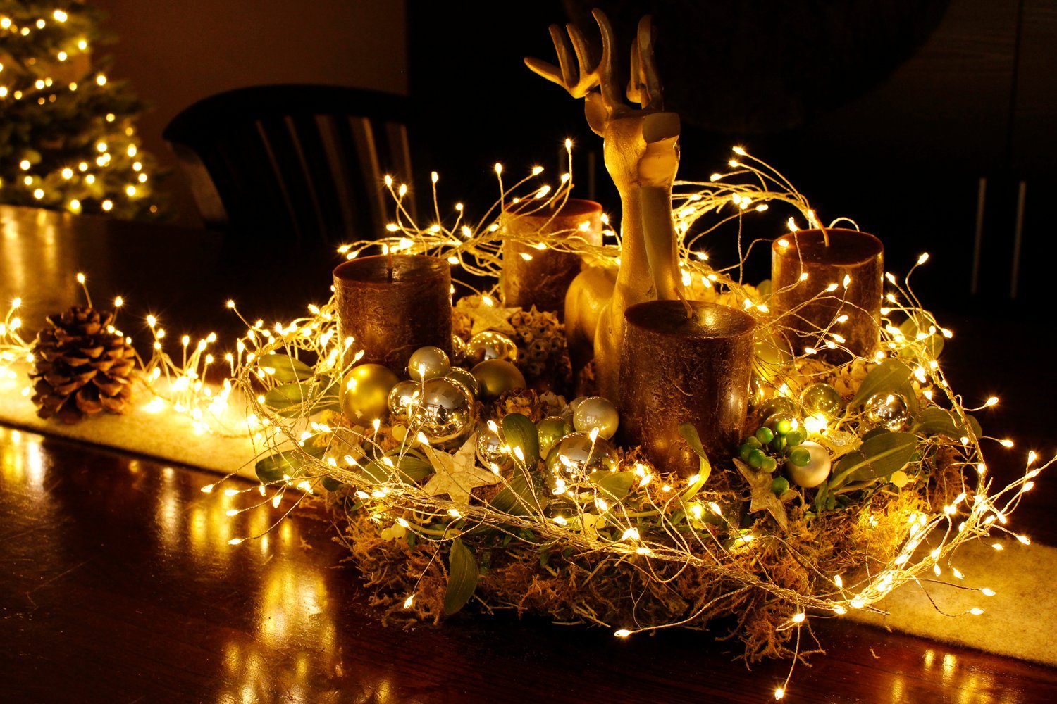 Arnusa LED-Lichterkette Cluster Leuchtdraht Büschel Lichterbündel LED warmweiß, 480-flammig, mit Steckernetzteil für Innen und Aussen