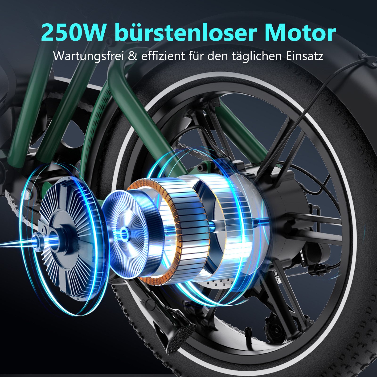 RCB E-Bike Pedelec G19 mini Elektrofahrrad,16x4,0Zoll,Richweite 70-100KM,36V 13Ah,APP&NFC, 7 Gang, Heckmotor, 468 Wh, 630W Spitzenleistung, Drehmomentsensor, bi – Bild 3 von 5