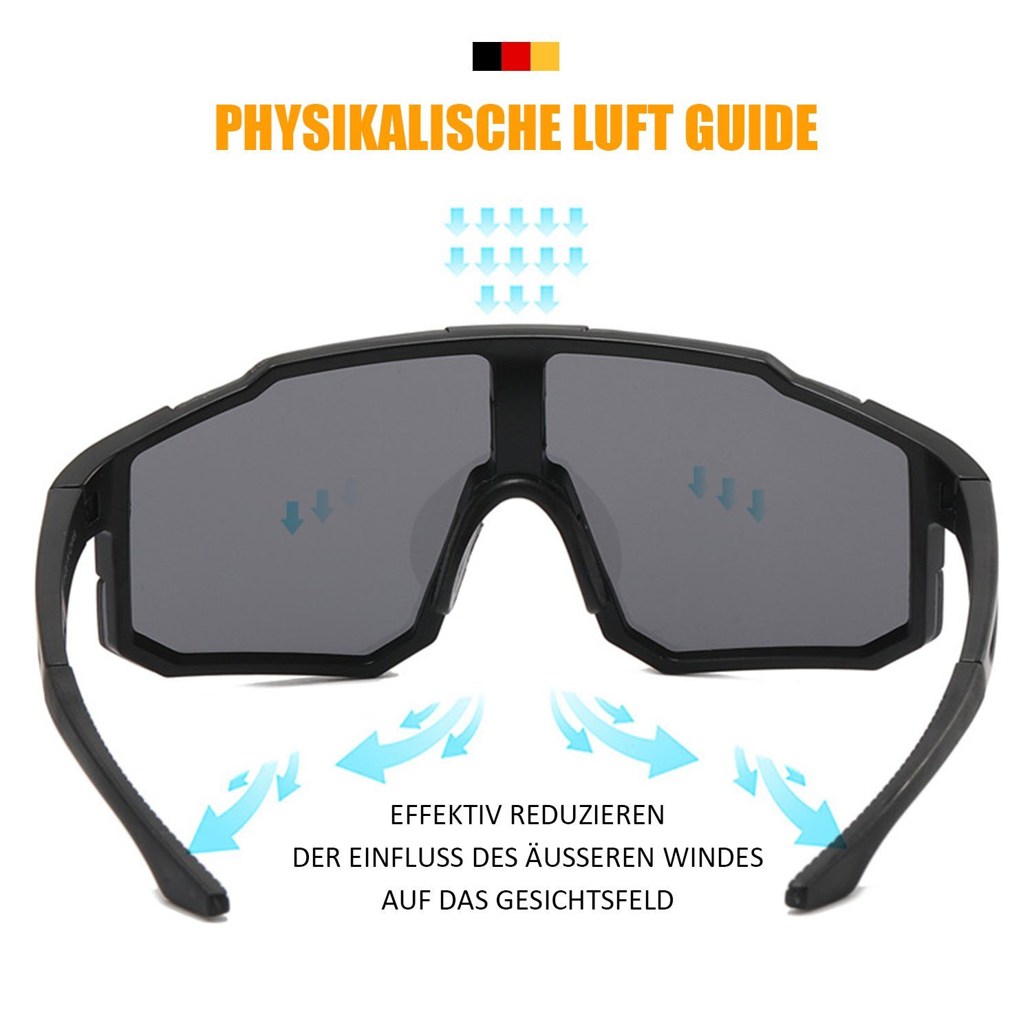 Herren Sicht und Windschutzscheibe, Sport-Sonnenbrillen, Fahrradbrille Weiße gelbe Box für Fahrradbrillen und MAGICSHE UV-beständige Brille klare Folie Damen,