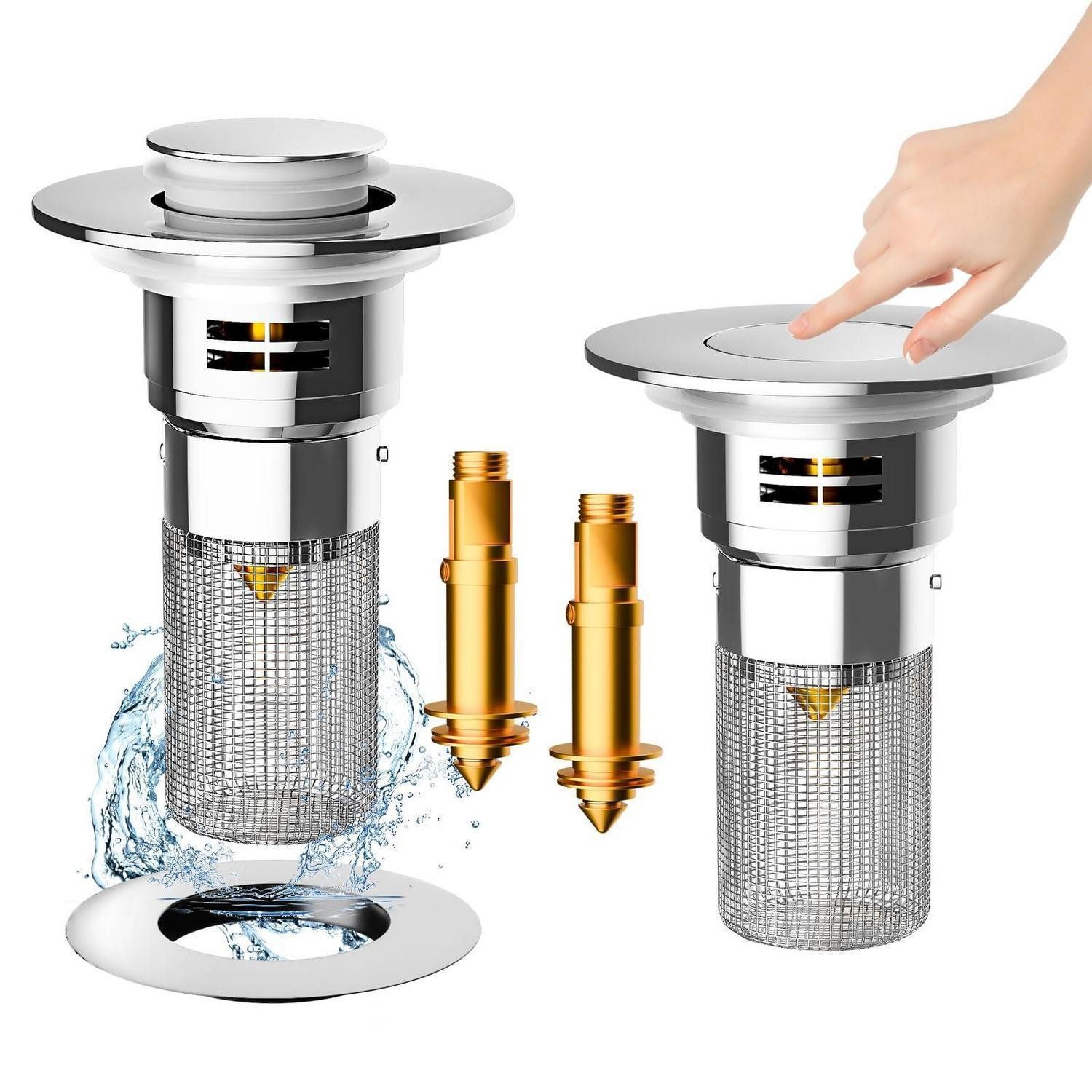 LuxusKollektion Waschbeckenstöpsel Waschbeckenstöpsel mit Haarsieb 2er Set