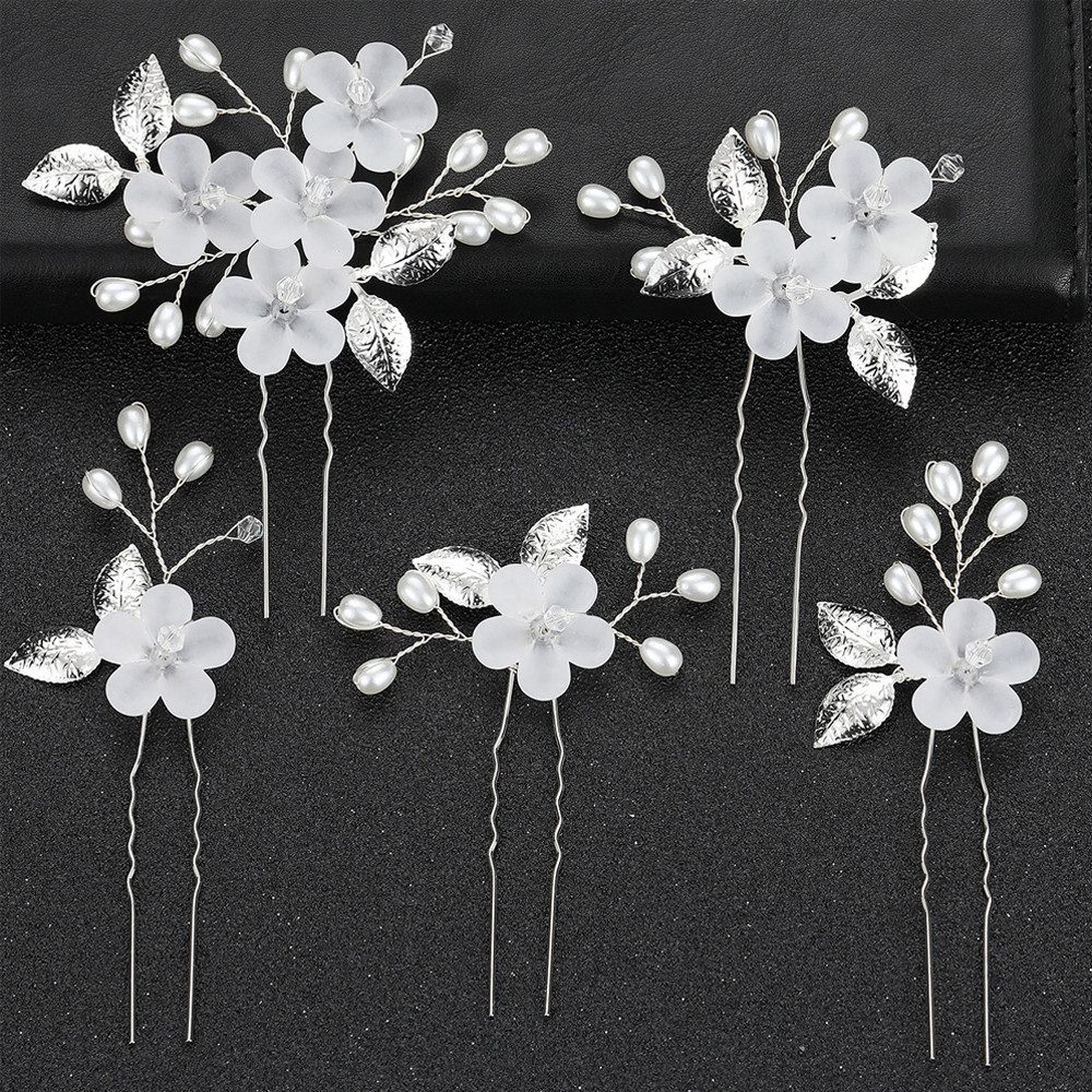 zggzerg Click-Ornamente 5 Stück Braut Hochzeit Blume Haarnadeln Perle Kopfschmuck