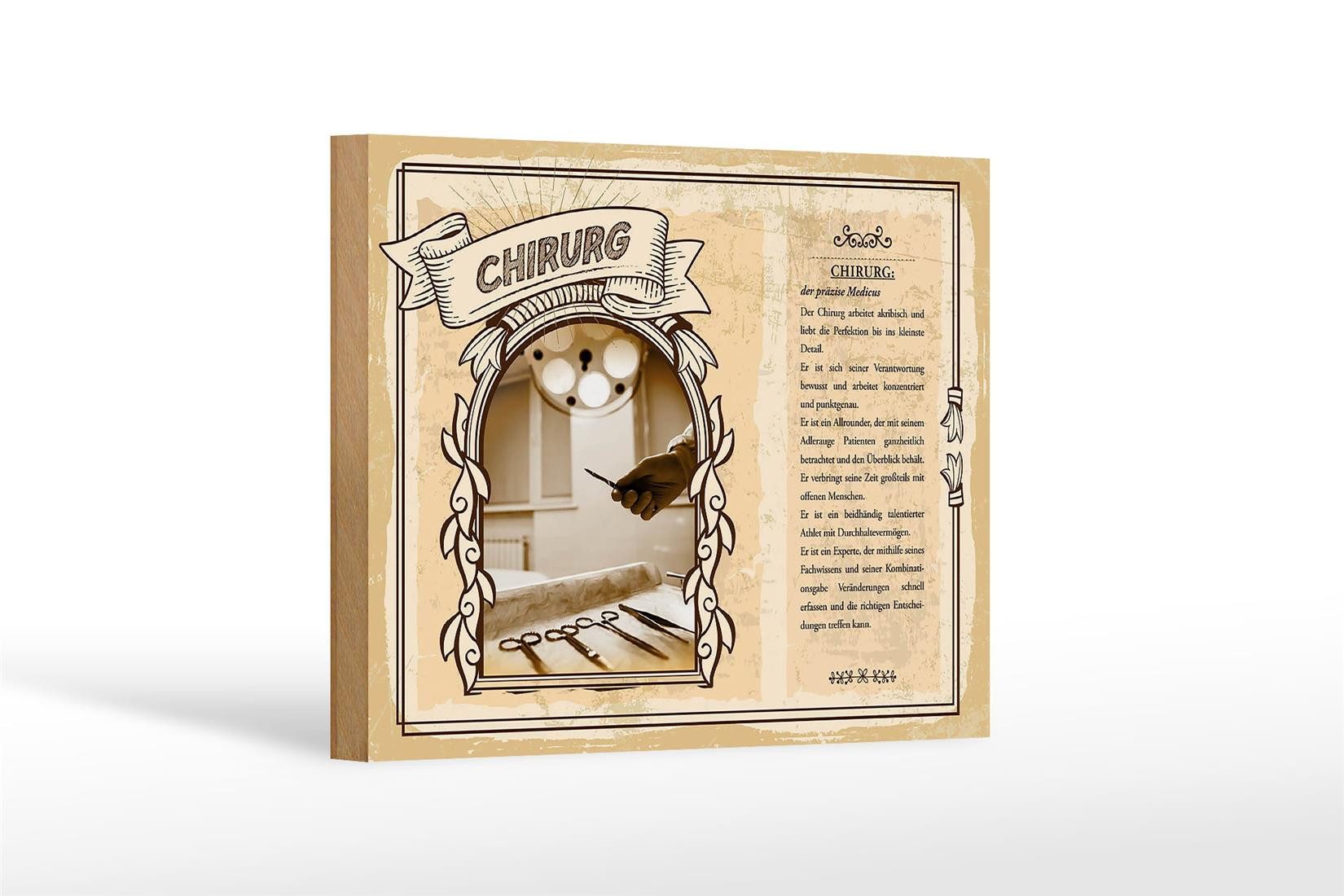 Femer GmbH Holzbild Berufe 18x12 cm Chirurg präzis Medikus Perfektion, Beruf Arbeit (1 St), Glatte Holzfaserplatte (MDF), vorn beschichtet