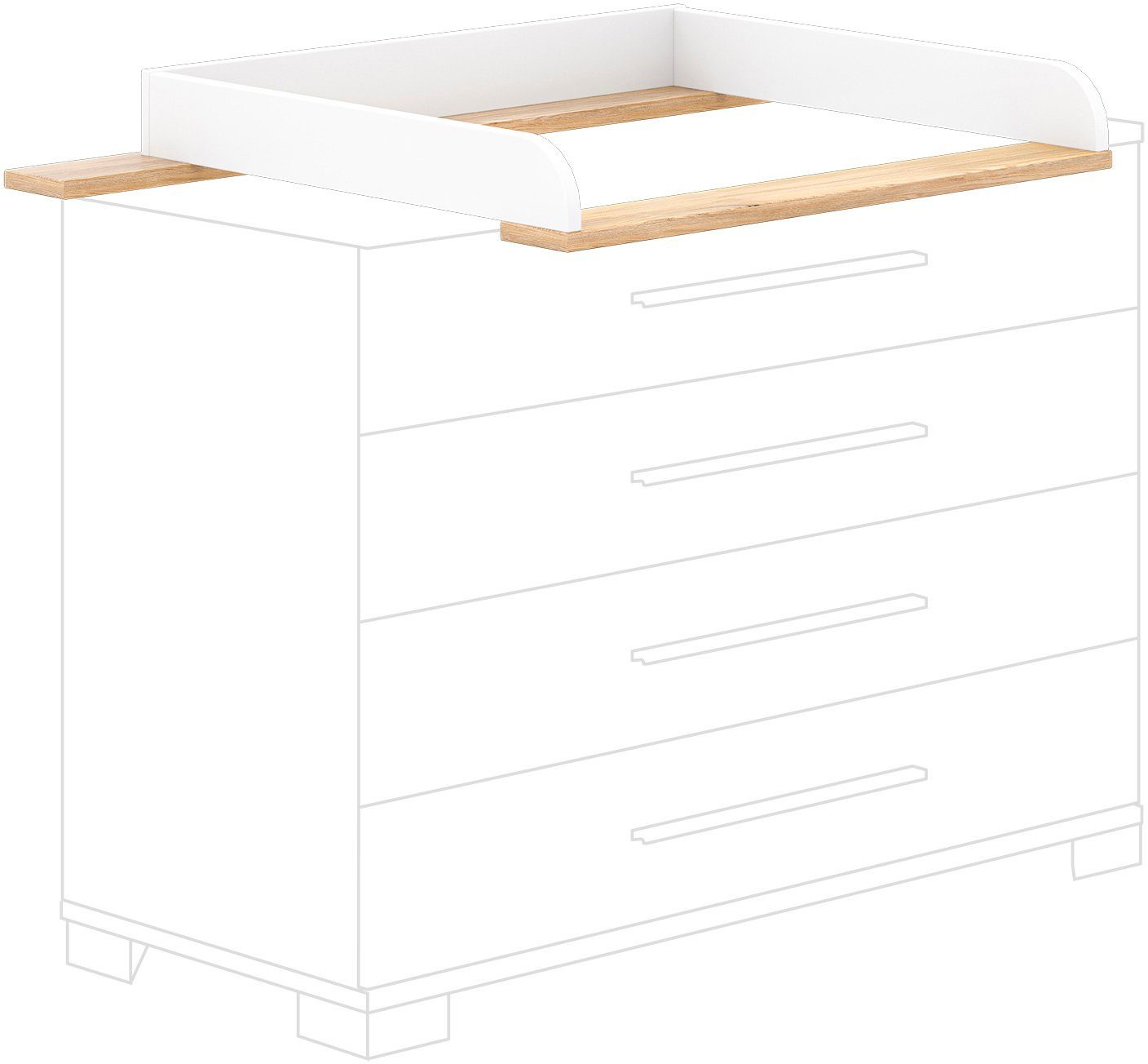 PAIDI Wickelaufsatz YOLANDA in Weiß mit Eiche-Dekor, zur Erweiterung der Ko günstig online kaufen