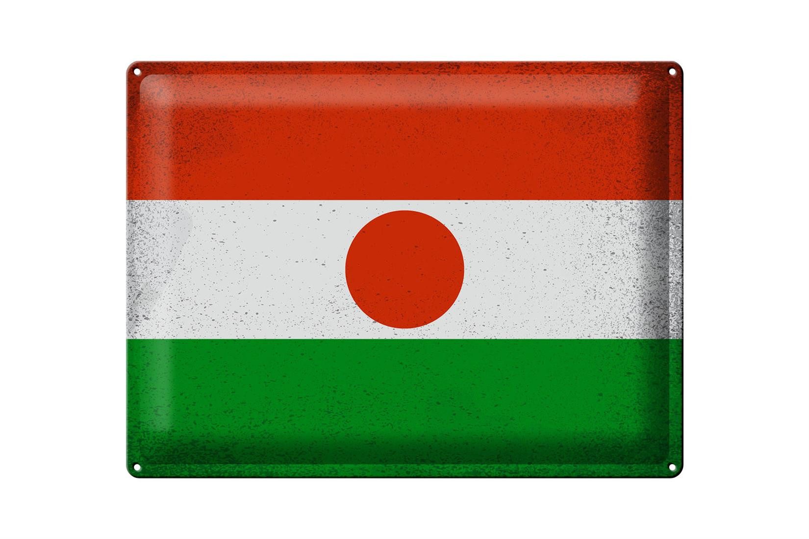 Metallschild Flagge Niger 40x30cm Flag of Niger Vintage